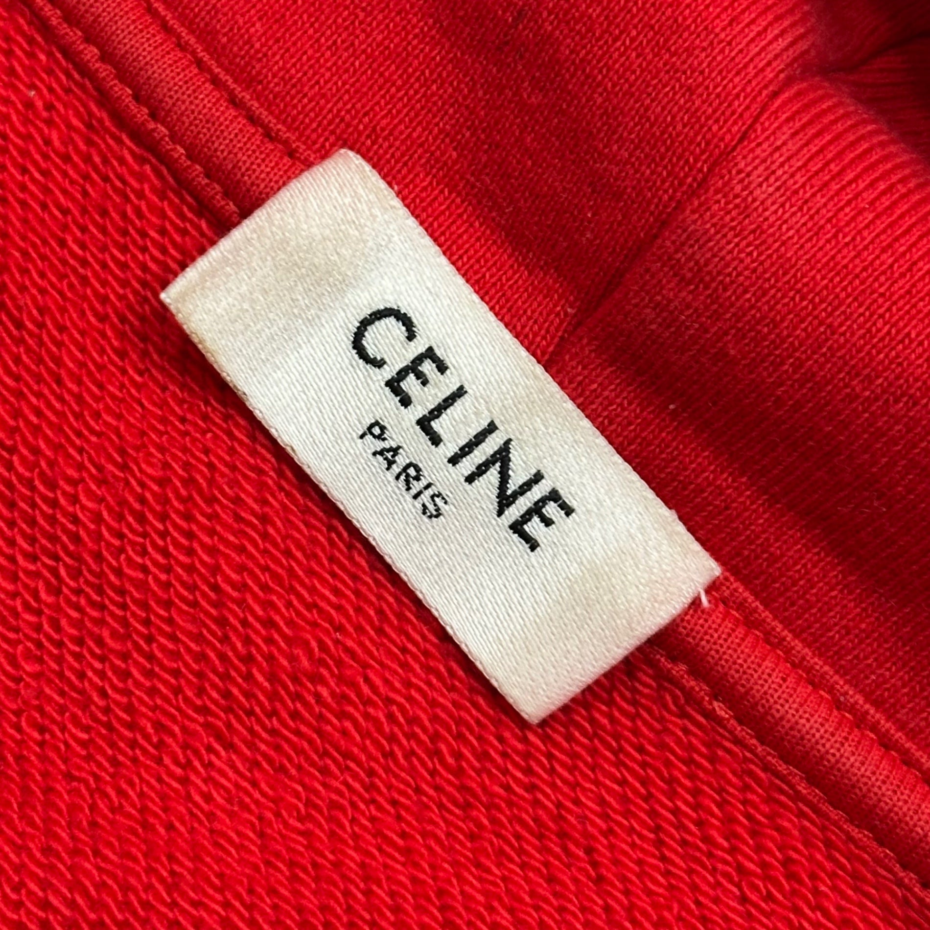 CELINE(セリーヌ) 2021SS By Hedi Slimane LOOSE HOODIE IN COTTON FLEECE エディ期 ルーズ フーディー  コットン フリース 2Y321052H XS レッド プルオーバー パーカー ロゴ