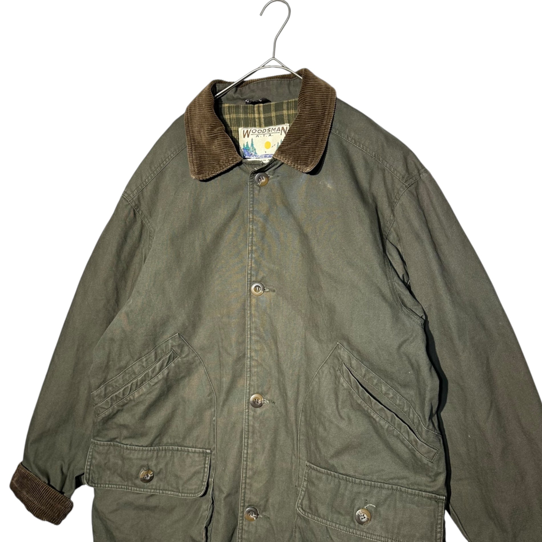 WOODSMAN(ウッズマン) 90's Hunting jacket コーデュロイ 襟 ハンティング ジャケット M カーキ 90年代 古着 ヴィンテージ