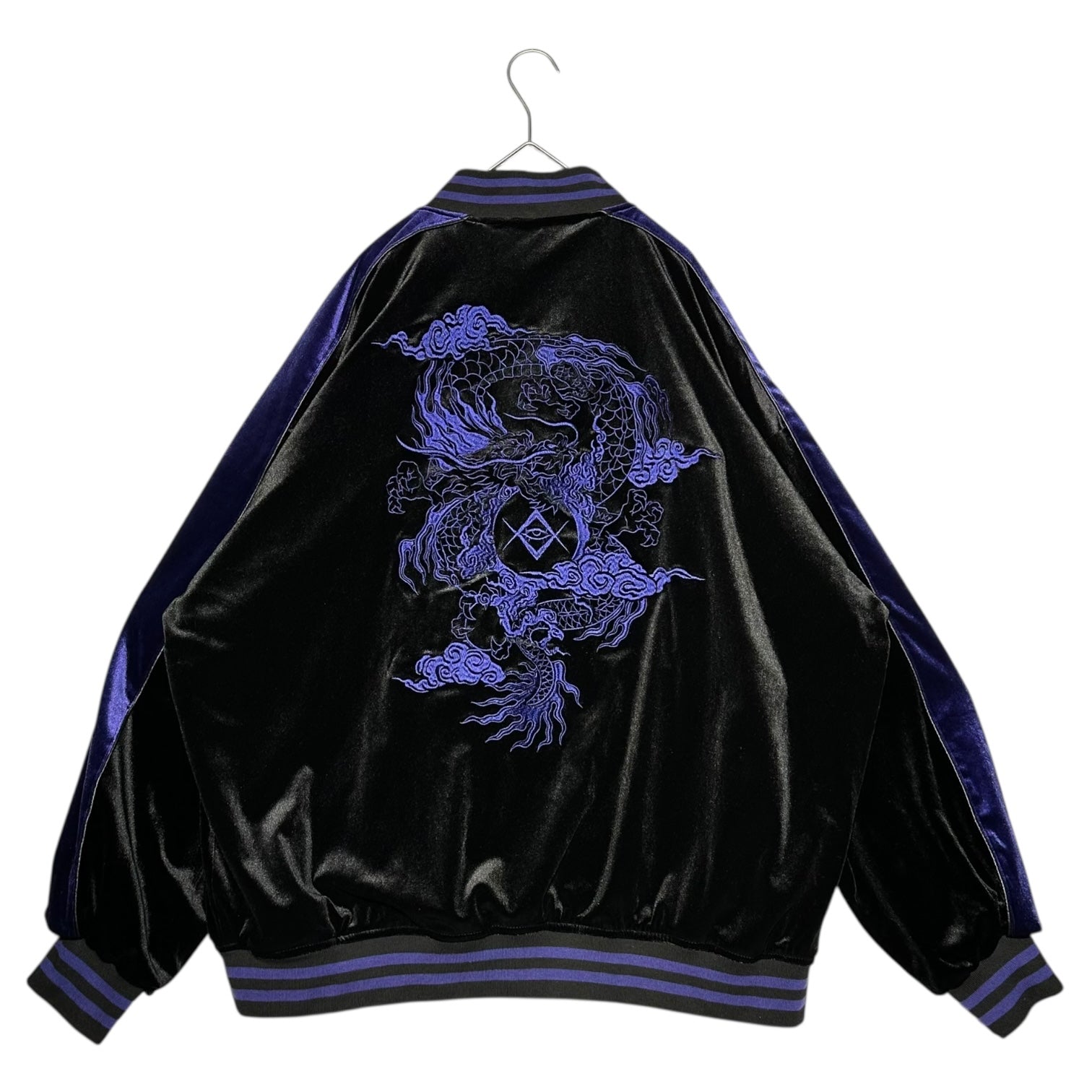 REFLEM(レフレフ) Dragon Embroidery Velour Skajan ドラゴン 刺繍 ベロア スカジャン RF24-H13 FREE ブラック×パープル ジャケット ブルゾン