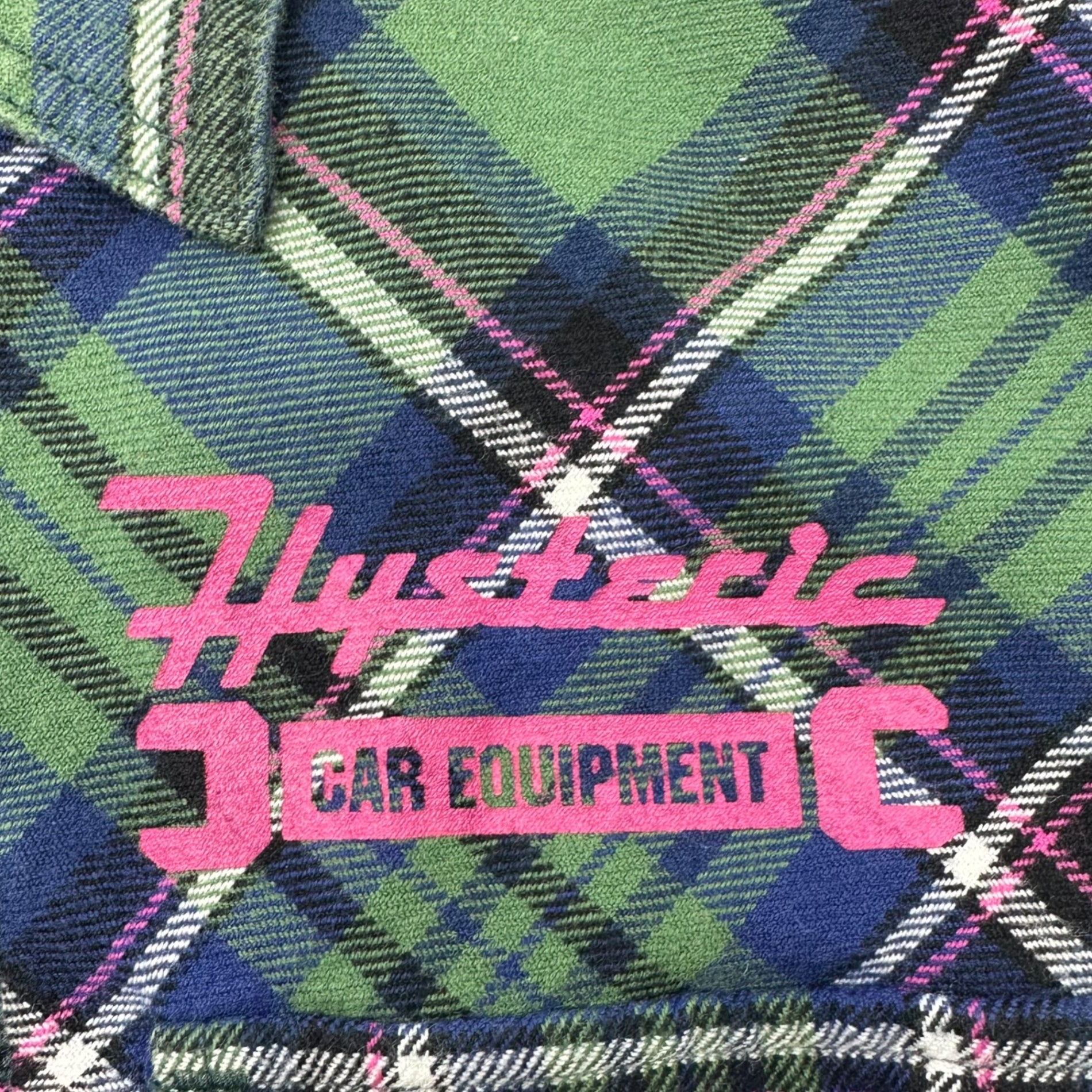 HYSTERIC GLAMOUR(ヒステリックグラマー) Girls Print Check Shirt ガールズ プリント チェック シャツ 02173AH02 S ブルー×グリーン×ピンク