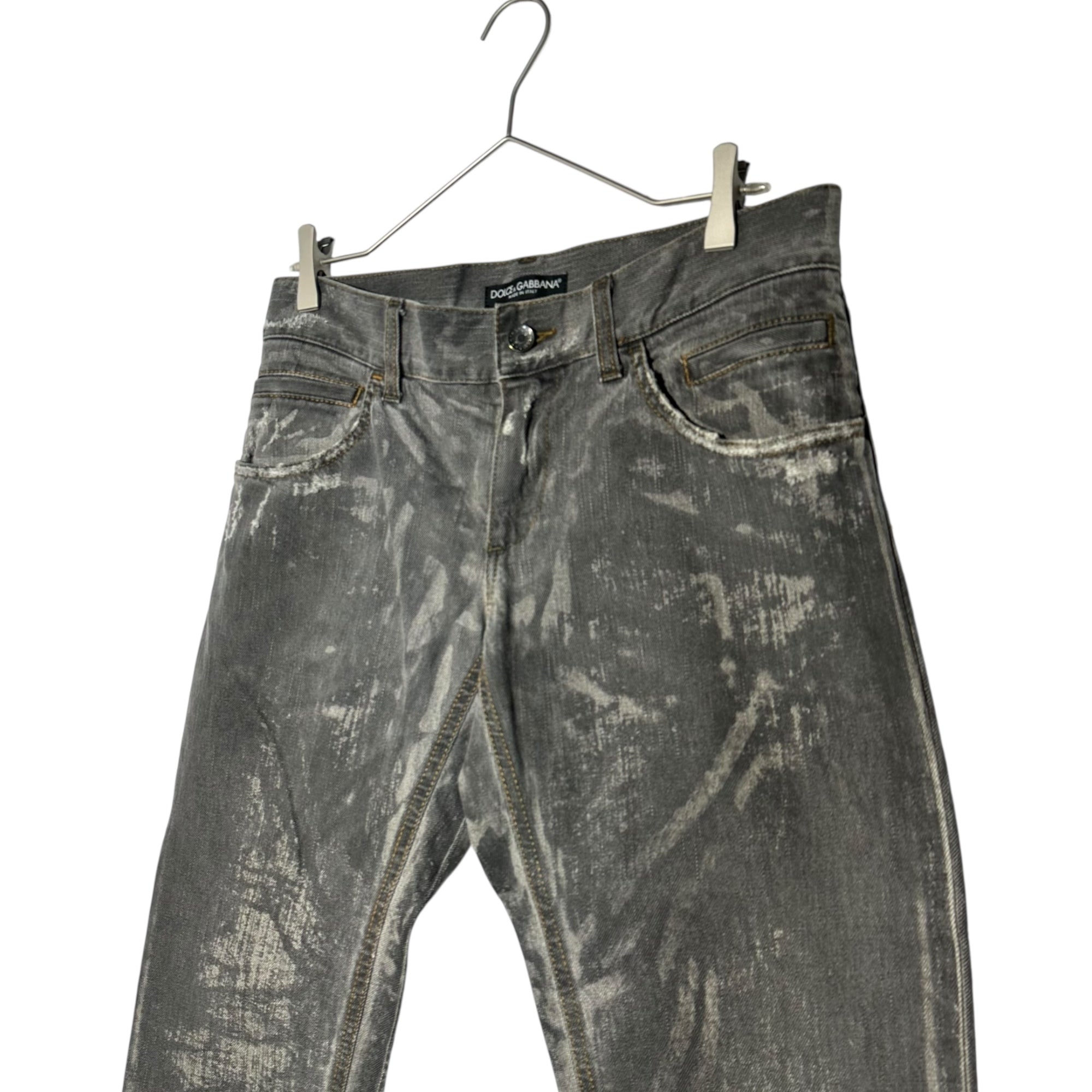 DOLCE&GABBANA(ドルチェ&ガッバーナドルガバ) Bleached damaged processed straight-leg denim pants ブリーチ ダメージ 加工 ストレート デニム パンツ G46KTD G8E15 44(XS程度) グレー