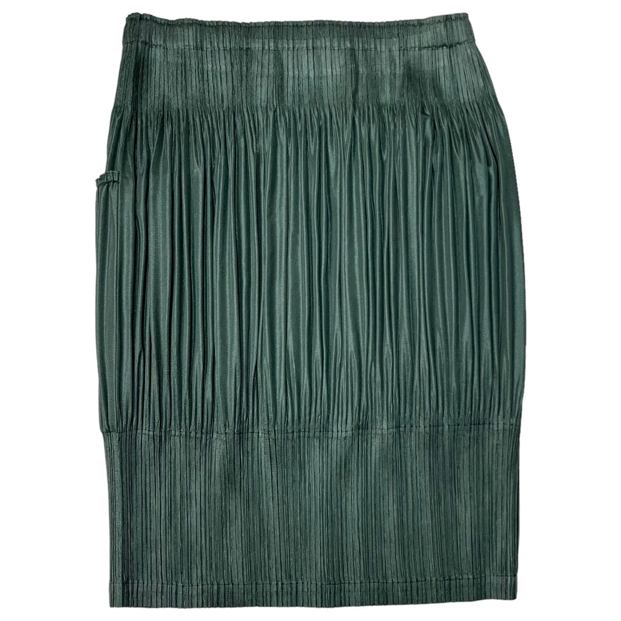 PLEATS PLEASE(プリーツプリーズ) 08AW Big pocket balloon pleated skirt/プリーツスカート/プリーツ消し加工/ビックポケット PP83-JG442 5(XLサイズ程度) ダークグリーン