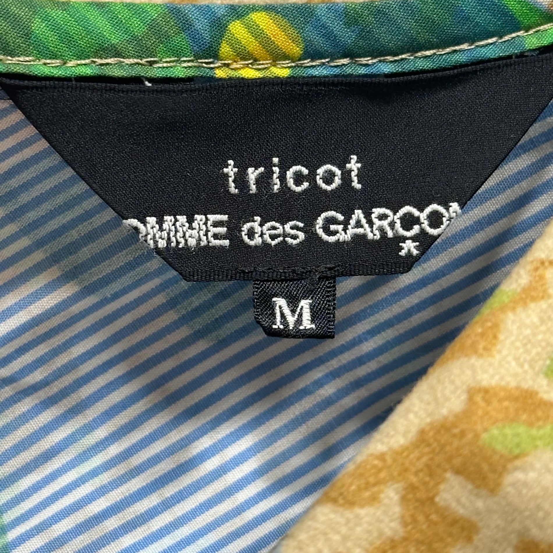 tricot COMME des GARCONS(トリココムデギャルソン) 13AW Botanical & Stripe Design S/S Dress ボタニカル ＆ ストライプ デザイン 半袖 ワンピース TL-O012 M ブルー×グリーン×ブラウン AD2013