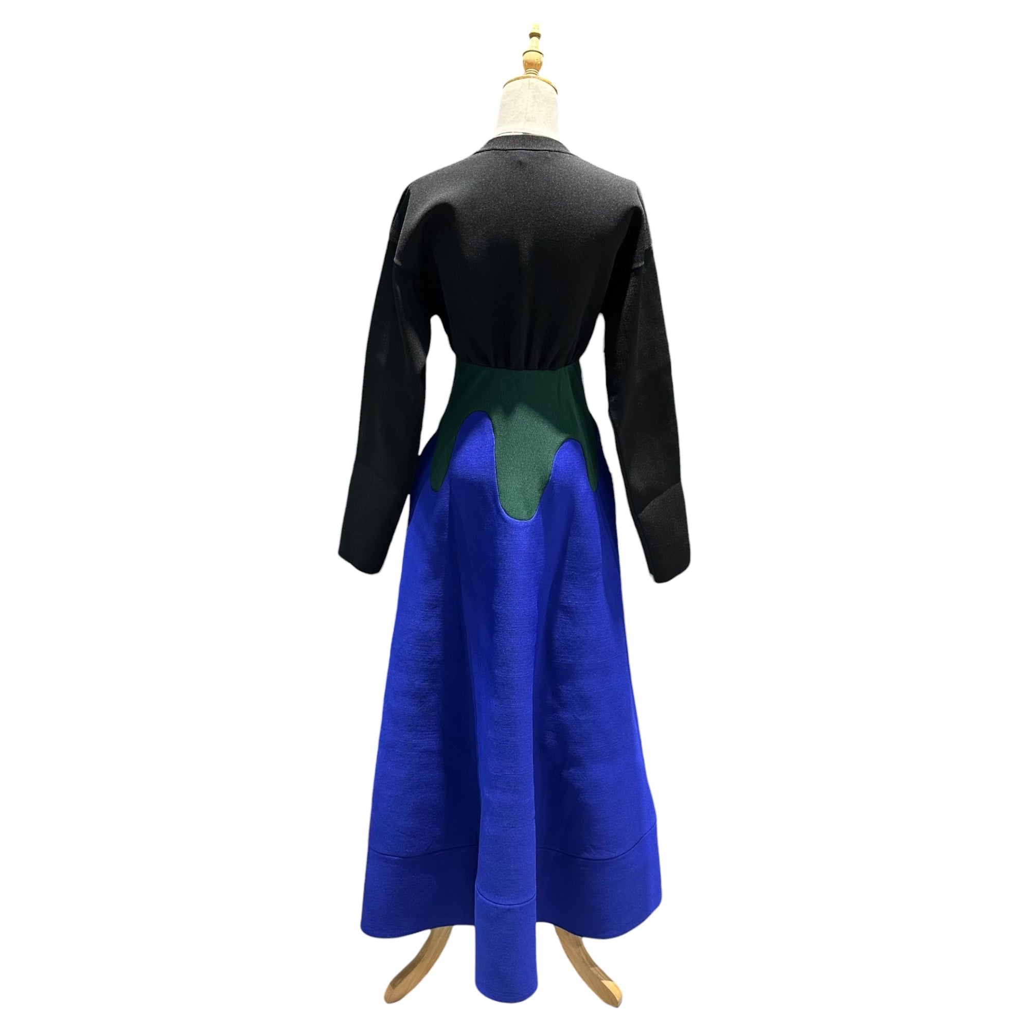 UN3D.(アンスリード) Color-block design dress 切替 デザイン ワンピース 522250302801-01 38 ブラック×ブルー×グリーン