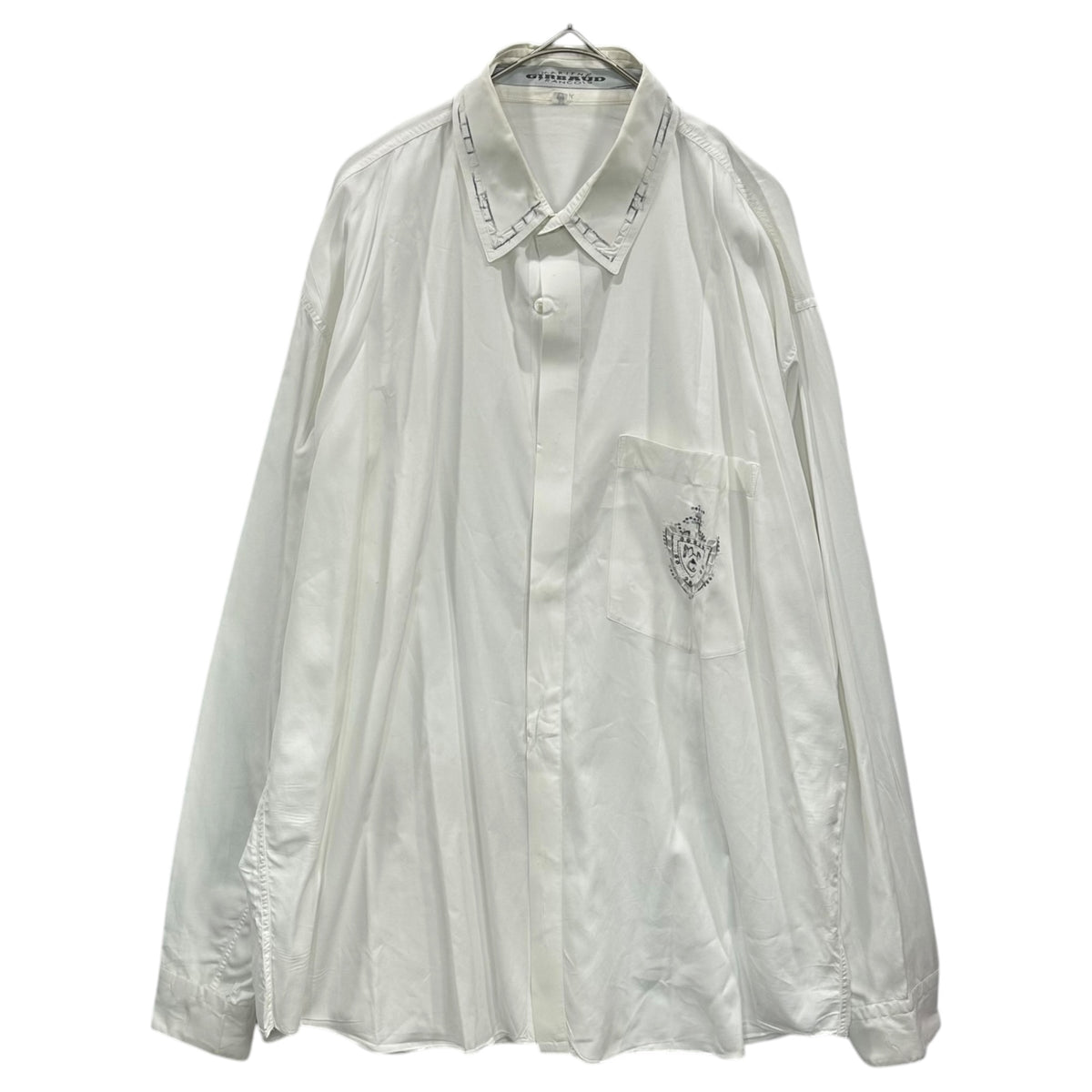 MARITHE FRANCOIS GIRBAUD(マリテフランソワジルボー) Hole-Embroidered Stitch L/S Regular-Collar Shirt 穴 エンブレム ステッチ 長袖 レギュラー カラー シャツ M ホワイト Old
