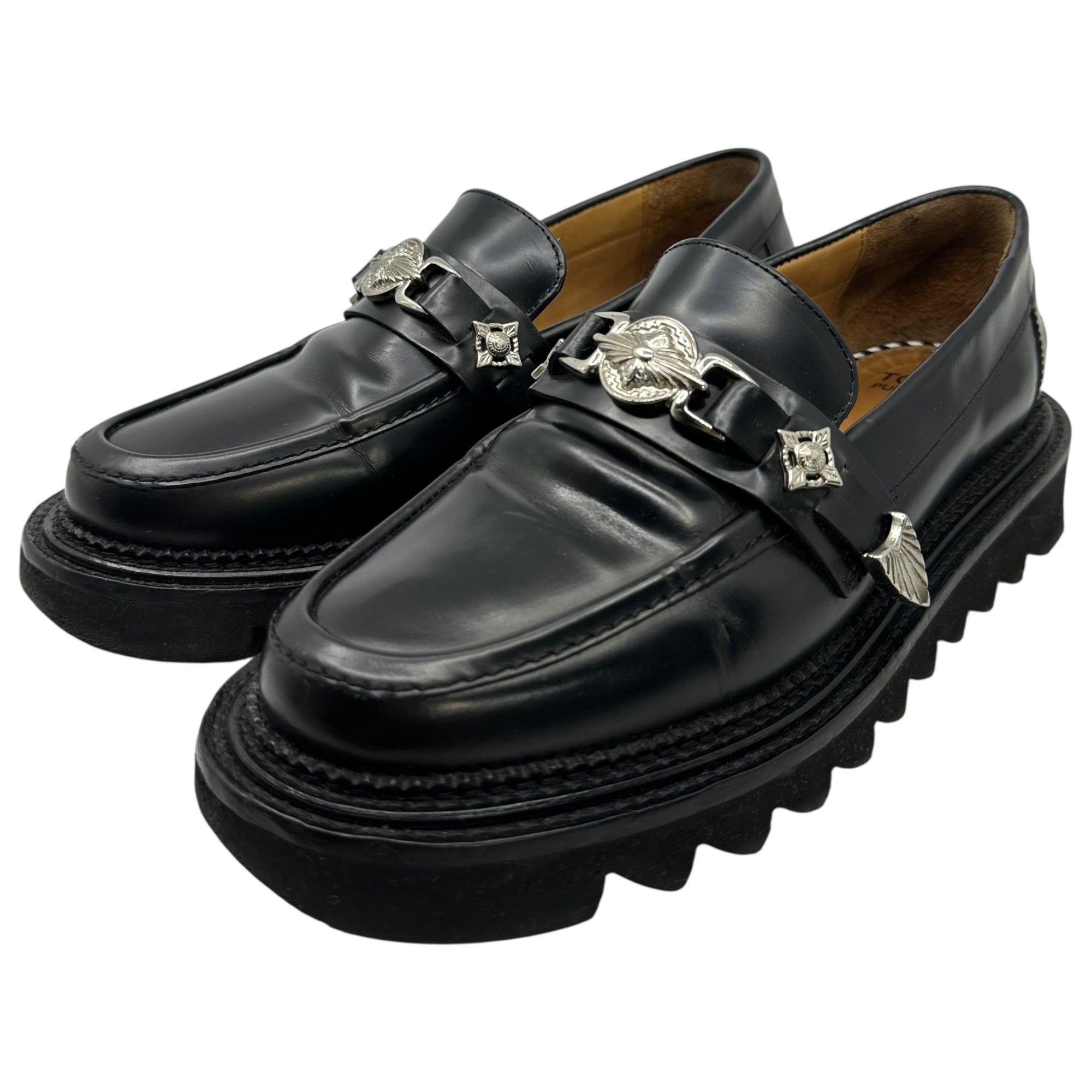 TOGA PULLA(トーガプルラ) Shark Sole Metal Bit Leather Loafer シャークソール メタルビット レザー ローファー AJ1243 40(25.0cm程度) ブラック×シルバー レディースモデル メンズ着用可能サイズ