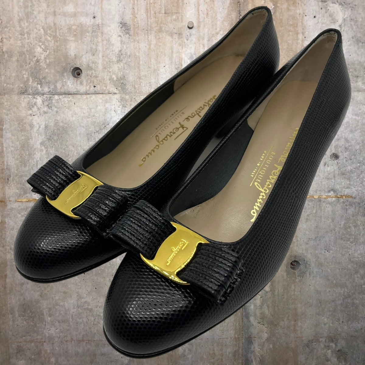 オシャレ☆FERRAGAMO】ブラウン リボン パンプス サイズ6 （Salvatore  