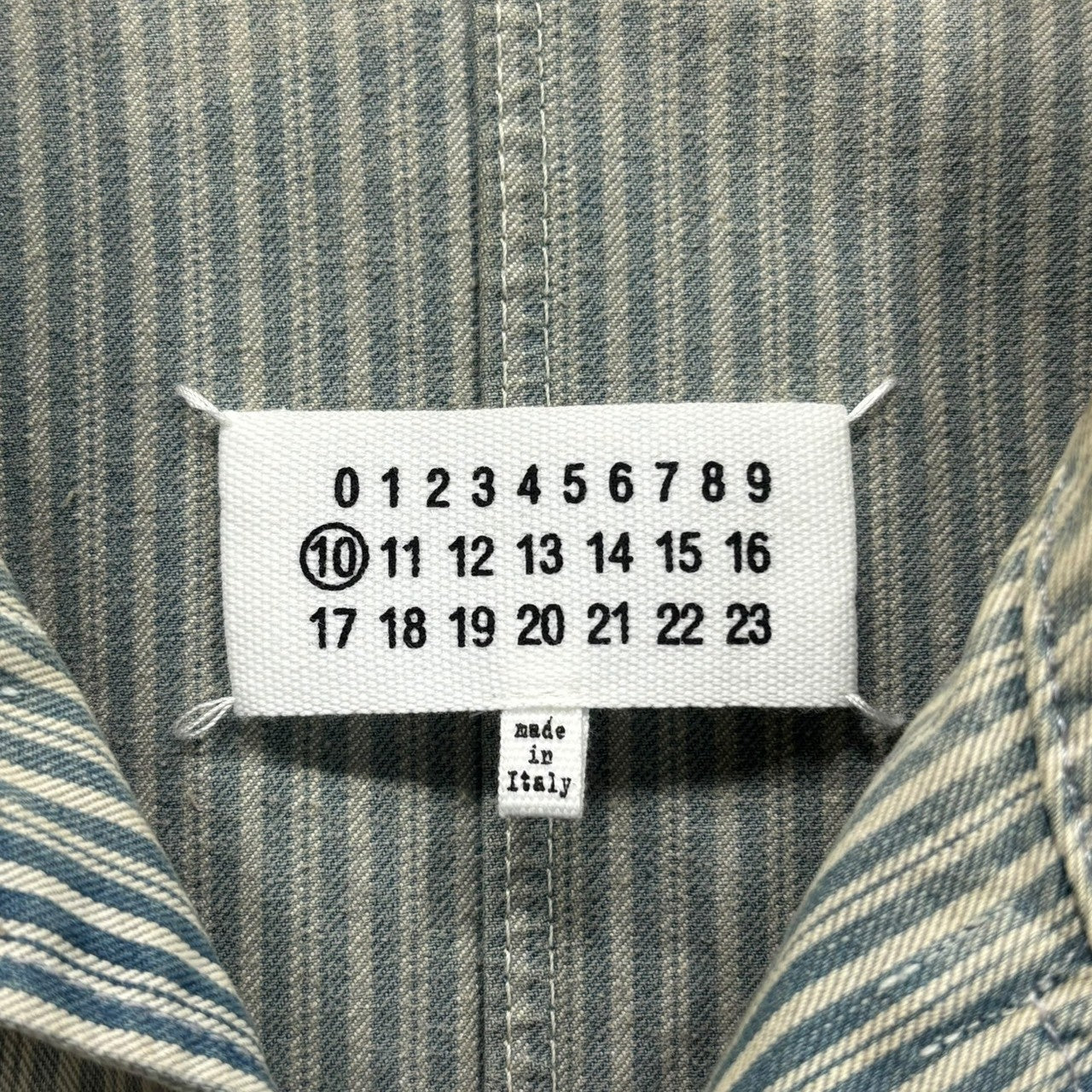 MAISON MARGIELA(メゾンマルジェラ) 21SS Vintage-Processed Hickory Coveralls ヴィンテージ加工 ヒッコリー カバーオール S50DL0457 38(M程度) スカイブルー×ホワイト ジャケット