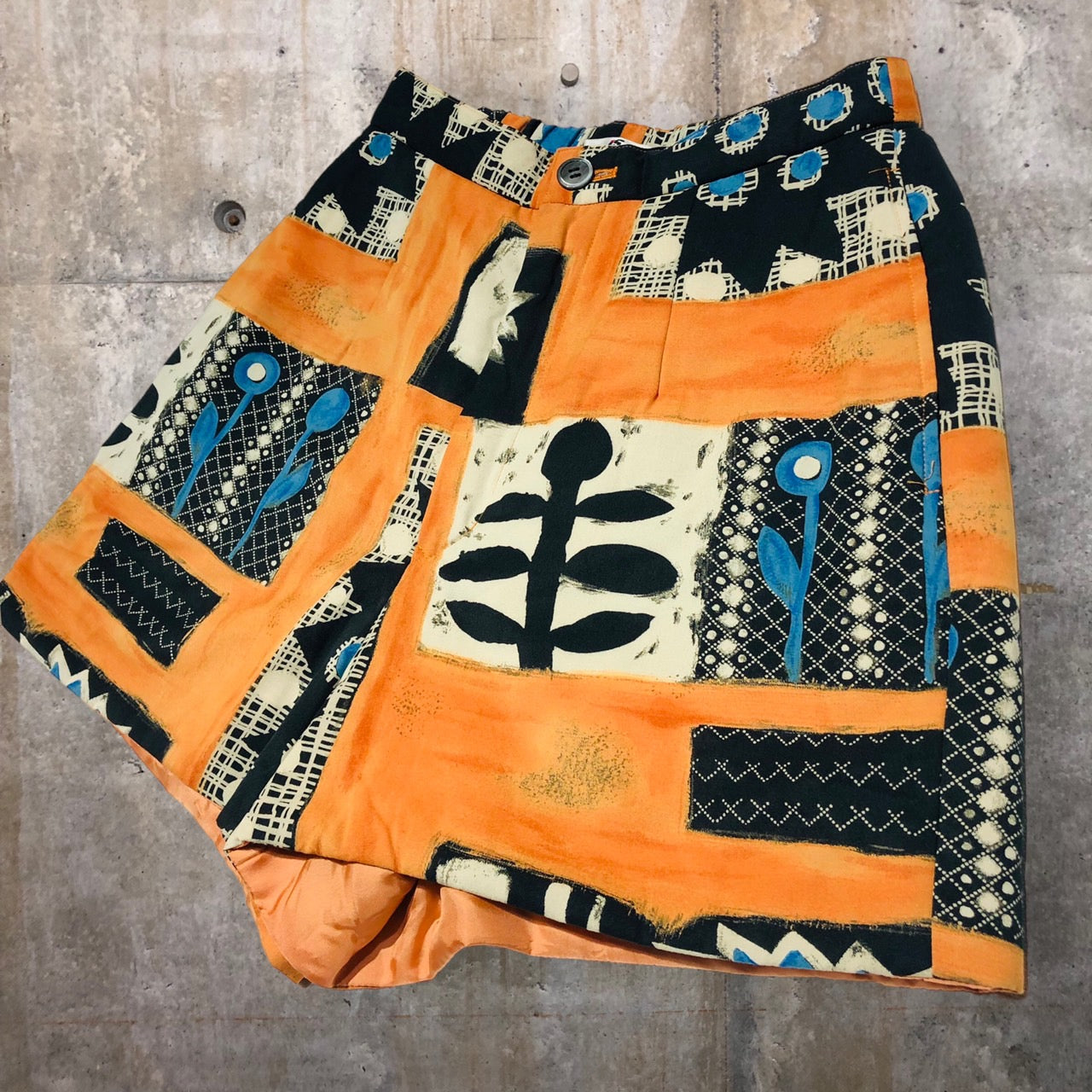 i.s. ISSEY MIYAKE(アイエス イッセイミヤケ) 90's graphic textile short pants/グラフィックテキスタイルショートパンツ IS33-FF022 M オレンジ
