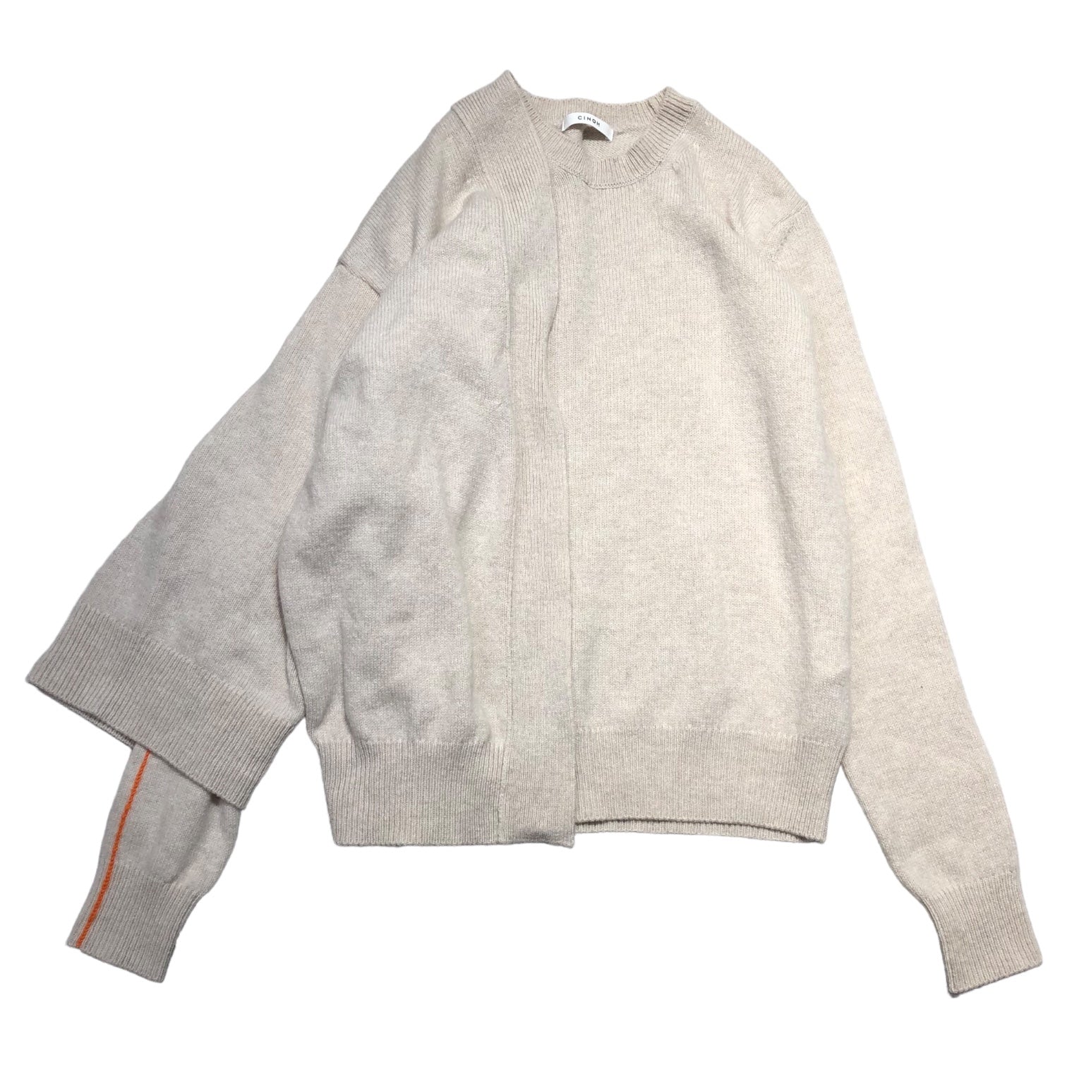 CINOH(チノ) LAYERED CREW NECK KNIT レイヤード クルーネック ニット 20WKN007 36(S程度) ベージュ