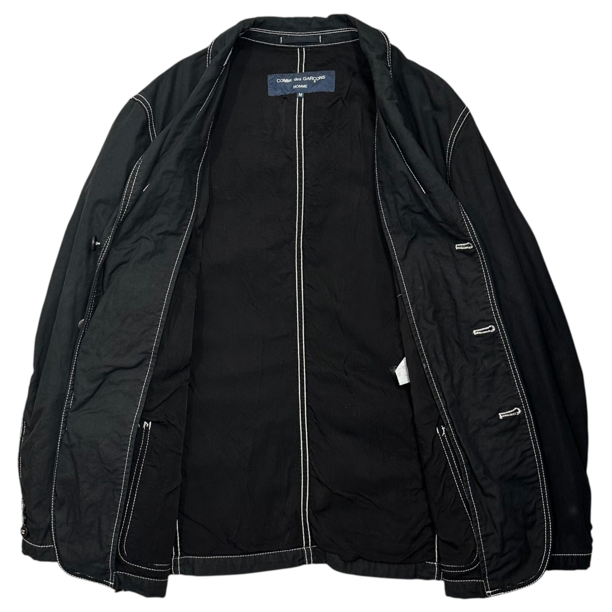 COMME des GARCONS HOMME(コムデギャルソンオム) 04SS Cotton 3B Coverall Jacket コットン 3ボタン カバーオール ジャケット HM-J005 M ブラック AD2003