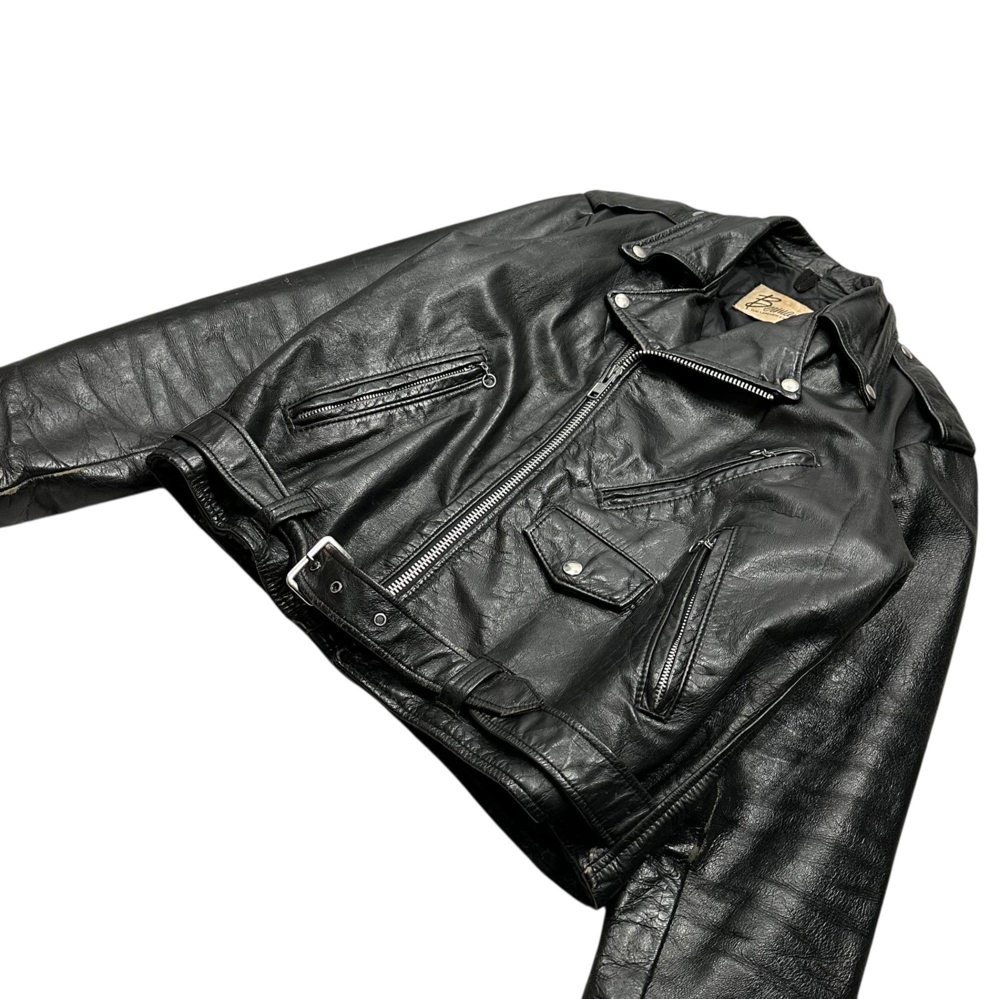 Berman's(バーマンズ) 70's~80's Leather Double Rider Jacket レザー ダブル ライダース ジャケット 44 REG(XL程度) ブラック 70年代～80年代 ヴィンテージ