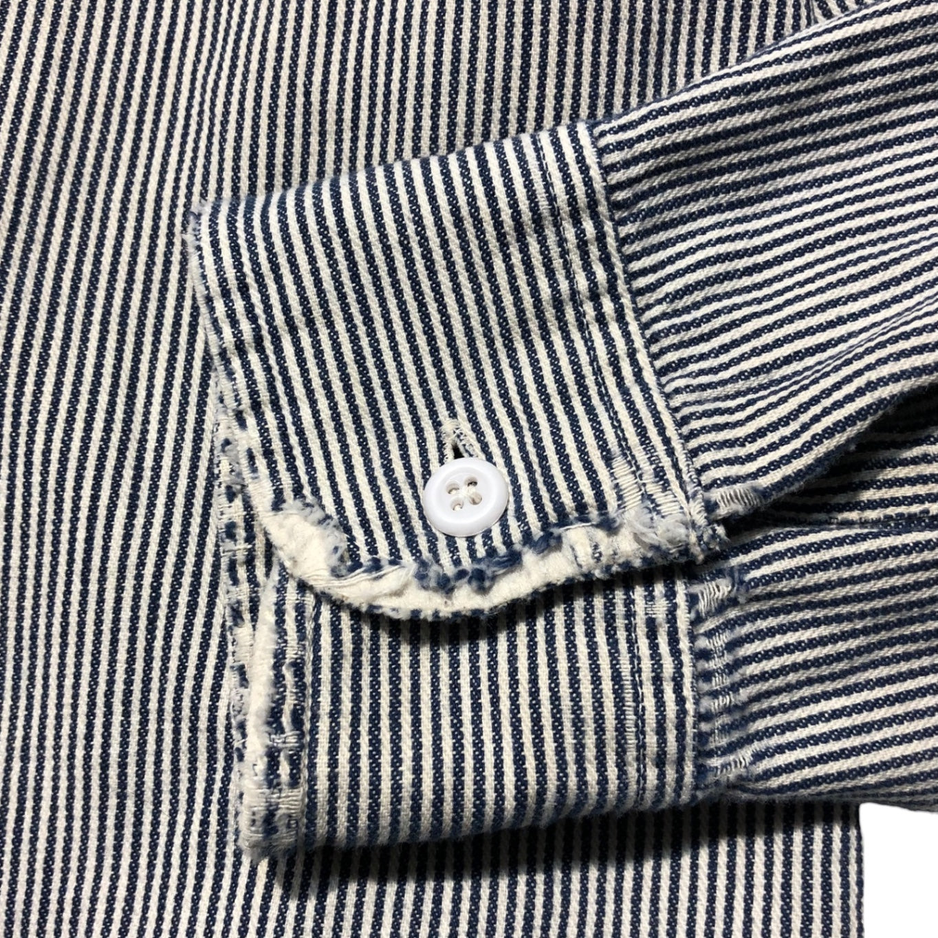 LEE(リー) 60’s ～ 70s hickory work shirt ヒッコリー ワーク シャツ Large Medium ブルー×ホワイト USA製 60年代～70年代