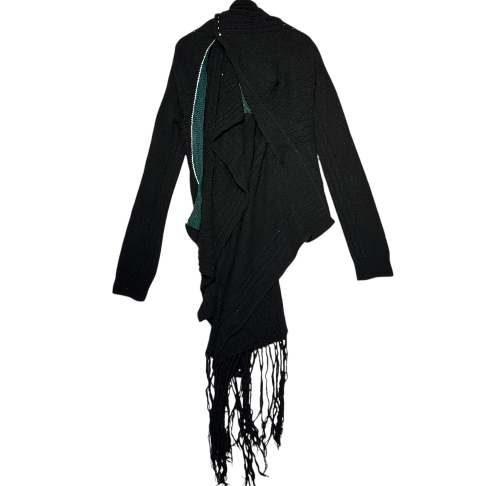 Y's(ワイズ)  Knit cape wrap cardigan ニット ケープ 巻き カーディガン マフラー YU-K31-270 3(L程度) ブラック×グリーン