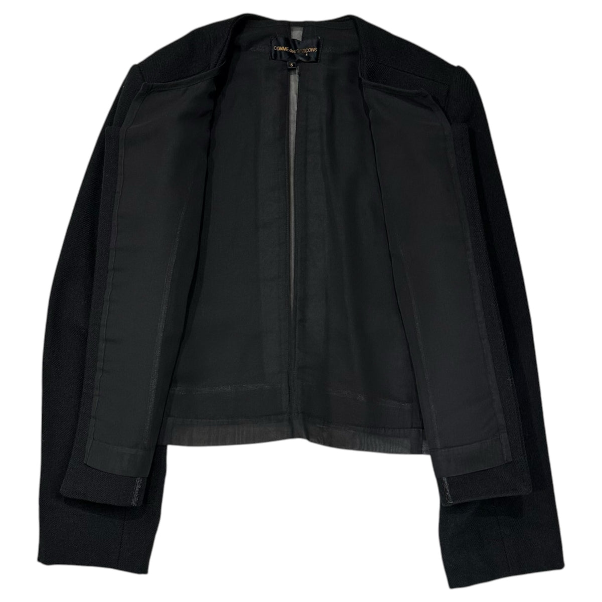 COMME des GARCONS(コムデギャルソン) 1997AW Vintage  Center-Slit Wool No-Collar Jacket ヴィンテージ センターシアー ウール ノーカラー ジャケット GJ-04005S S ブラック AD1997