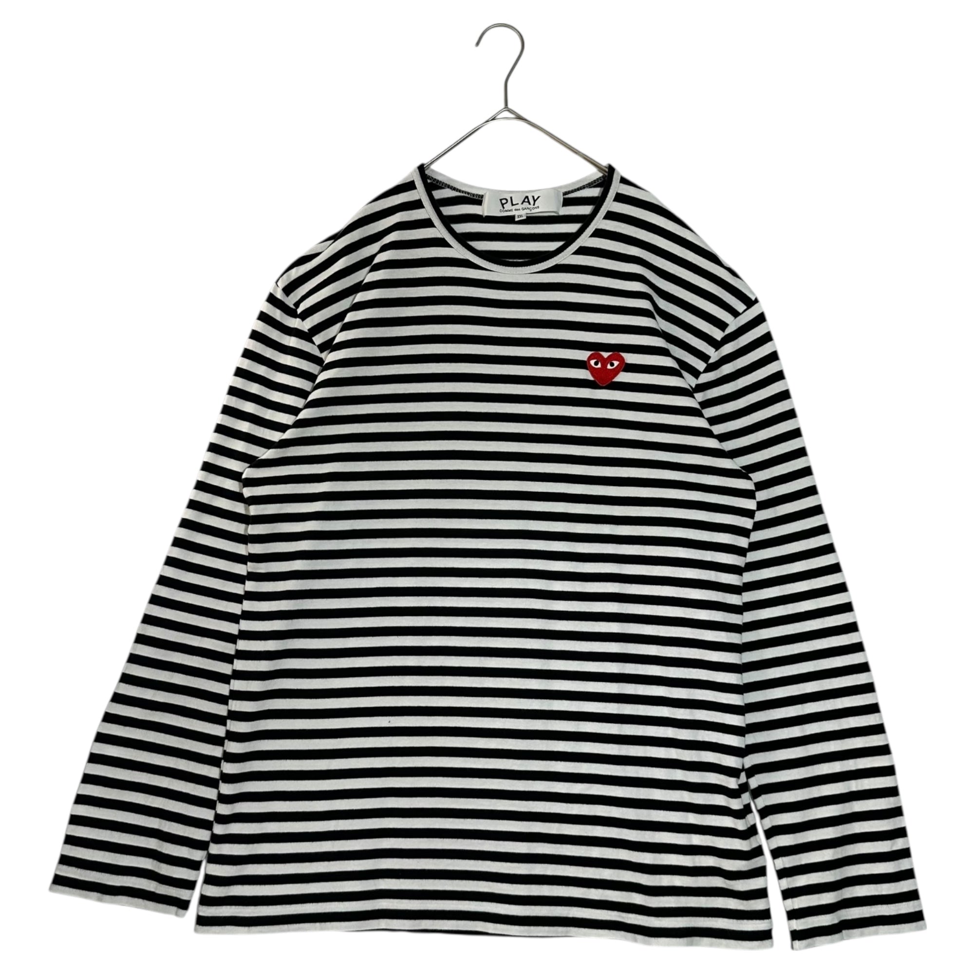 PLAY COMME des GARCONS(プレイコムデギャルソン) 24SS Unisex Border Long Sleeve T-Shirt BLACK/WHITE ユニセックス ボーダー 長袖 Tシャツ AX-T164 XXL ホワイト×ブラック カットソー