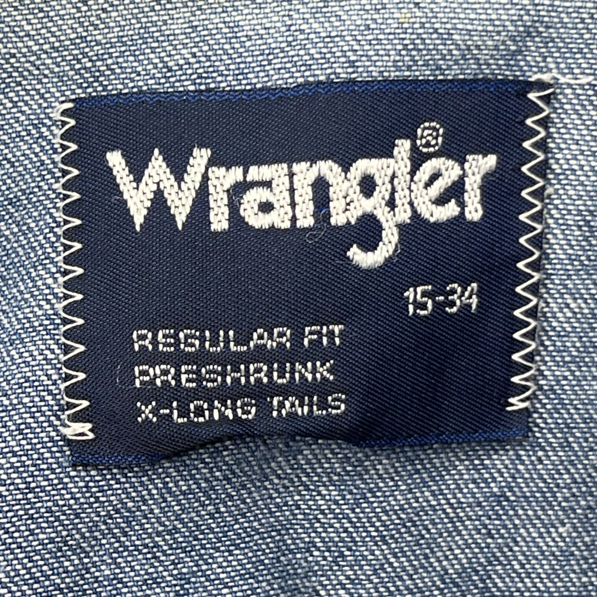 WRANGLER(ラングラー) 80's Western denim shirt ウエスタン デニム シャツ 15-34(M程度) インディゴ USA製