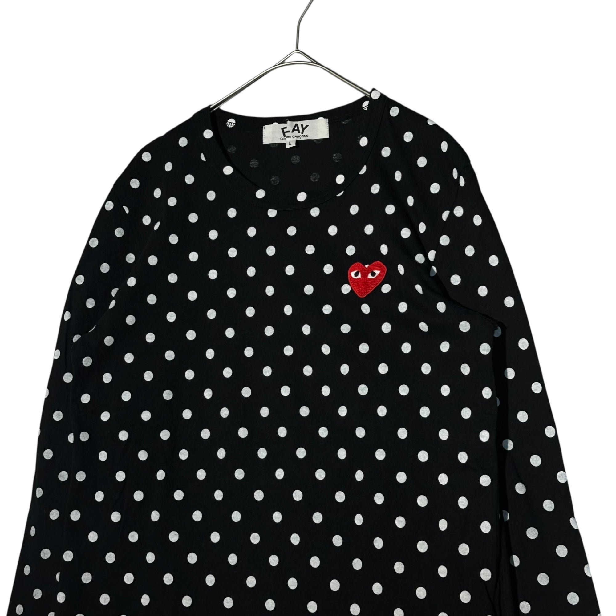 PLAY COMME des GARCONS(プレイコムデギャルソン) Dot Heart Logo Patch L/S T-Shirt ドット ハート ロゴ ワッペン 長袖 Tシャツ AZ-T165 L ブラック AD2011