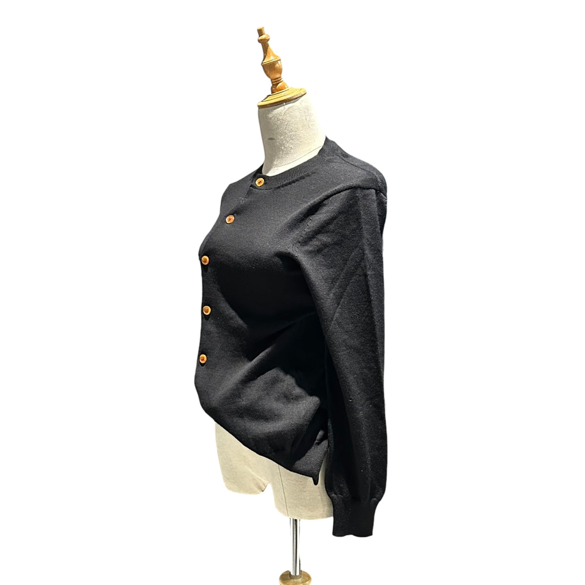 COMME des GARCONS(コムデギャルソン) 2002AW Twisted Ｂutton-Ｆront Pullover Sweater "捻じれ" カーディガン デザイン プルオーバー ニット  GG-N004 FREE ブラック×ブラウン AD2002