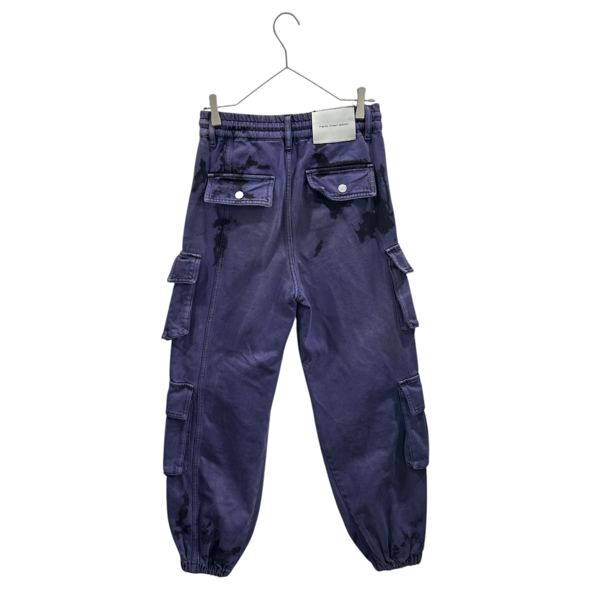 Feng Chen Wang(フェンチェンワン) TIE DYE DENIM JACKET & TECHNICAL CARGO PANTS タイダイ デニム ジャケット  & テクニカル カーゴ パンツ FF12JAC127 FF12TRO509 S パープル×ブラック セットアップ 上下セット