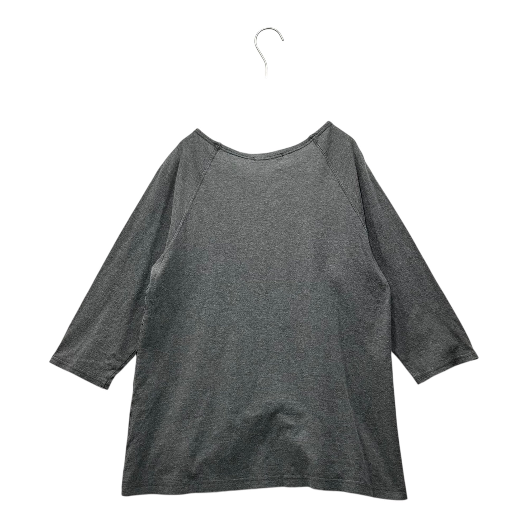 Y's for living(ワイズフォーリビング) Circle Stitch Half Sleeve Crew Neck T-Shirt サークルステッチ 5分袖 クルーネック Tシャツ FREE グレー×ネイビー