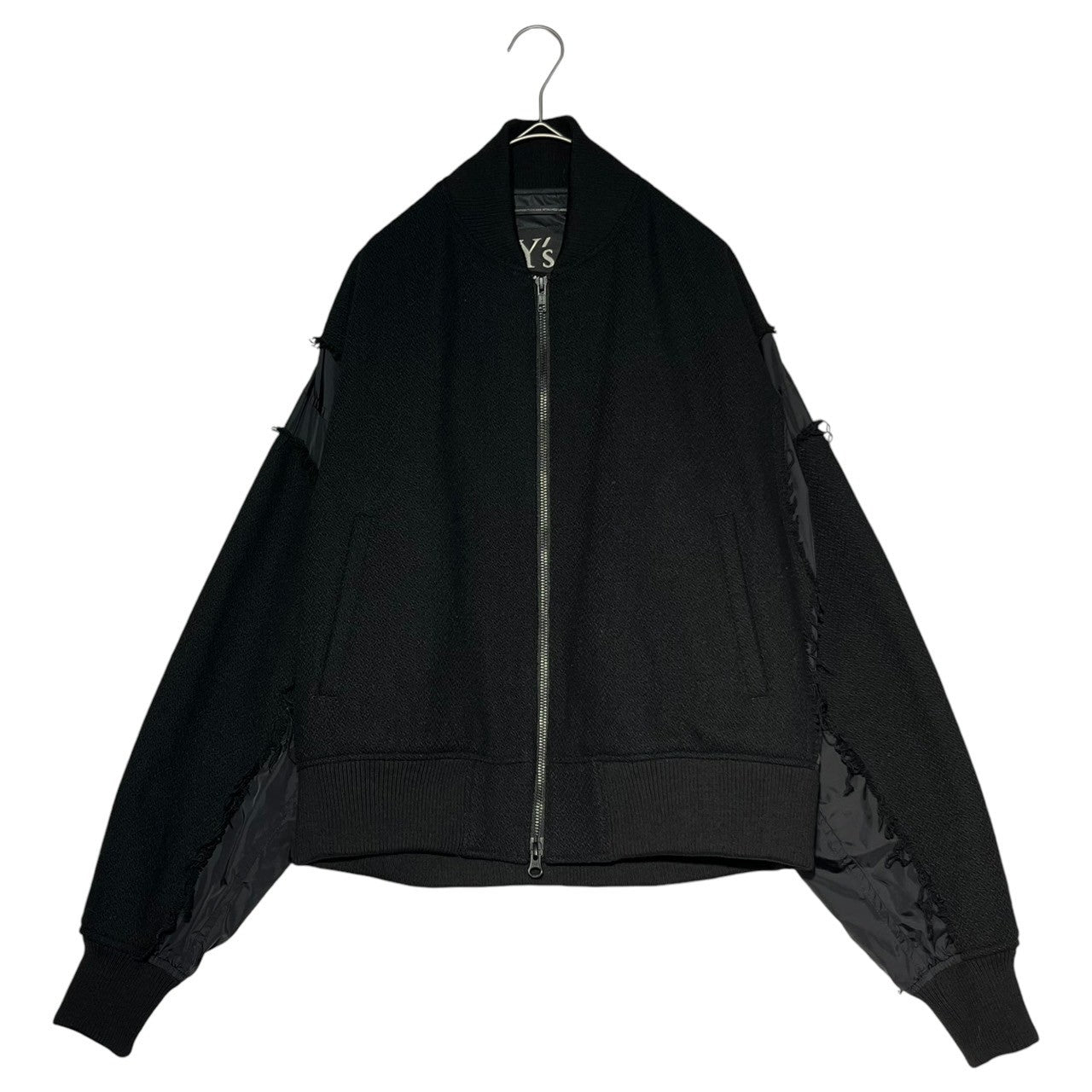 Y's(ワイズ) 22AW Wool nylon different fabric docking bomber jacket ウール ナイロン 異素材 ドッキング ボンバー ジャケット YE-Y11-809 2(M程度) ブラック ブルゾン MA-1