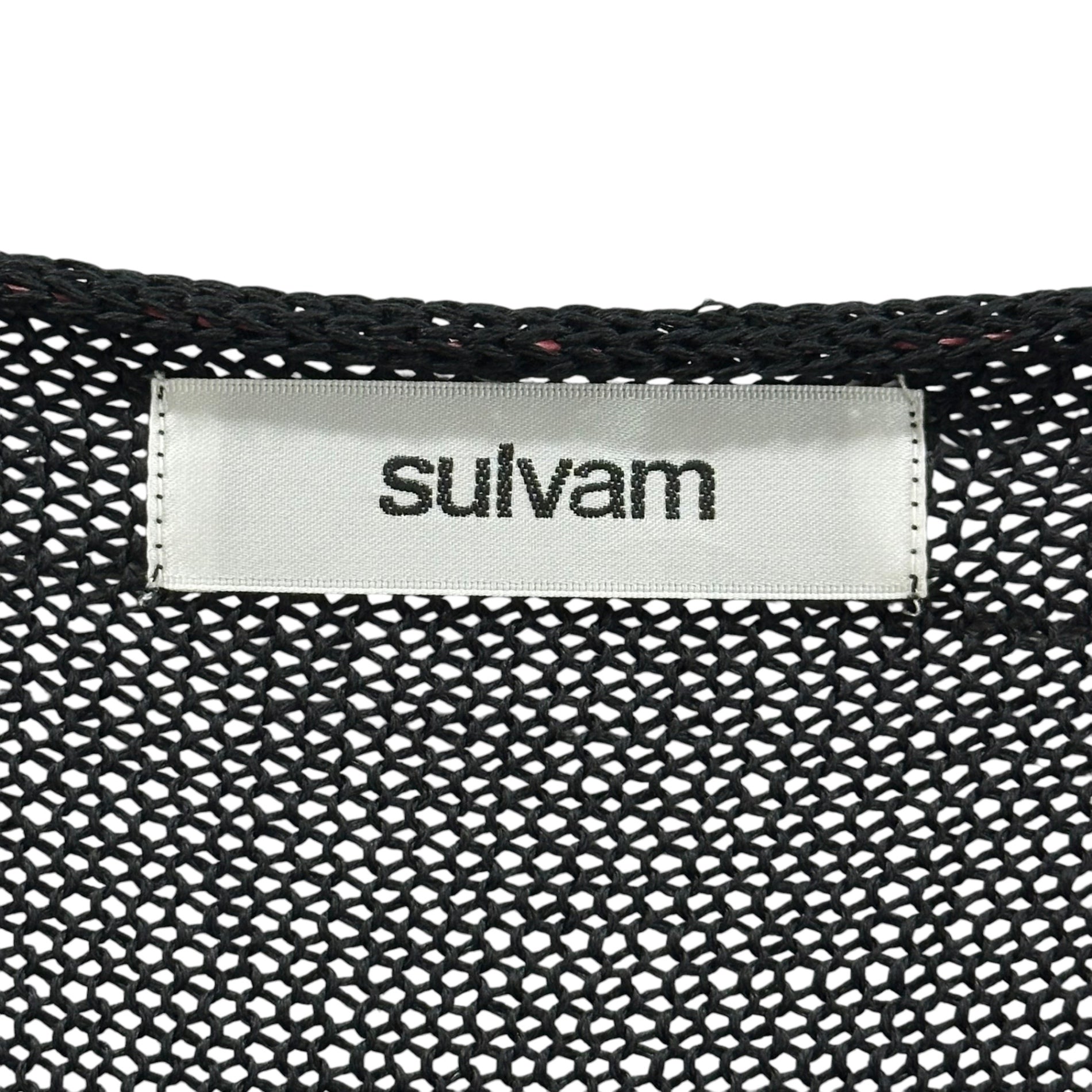 sulvam(サルバム) 20SS Striped Mesh Knit ストライプ メッシュ 長袖 ニット SL-K07-840 M ブラック×ピンク