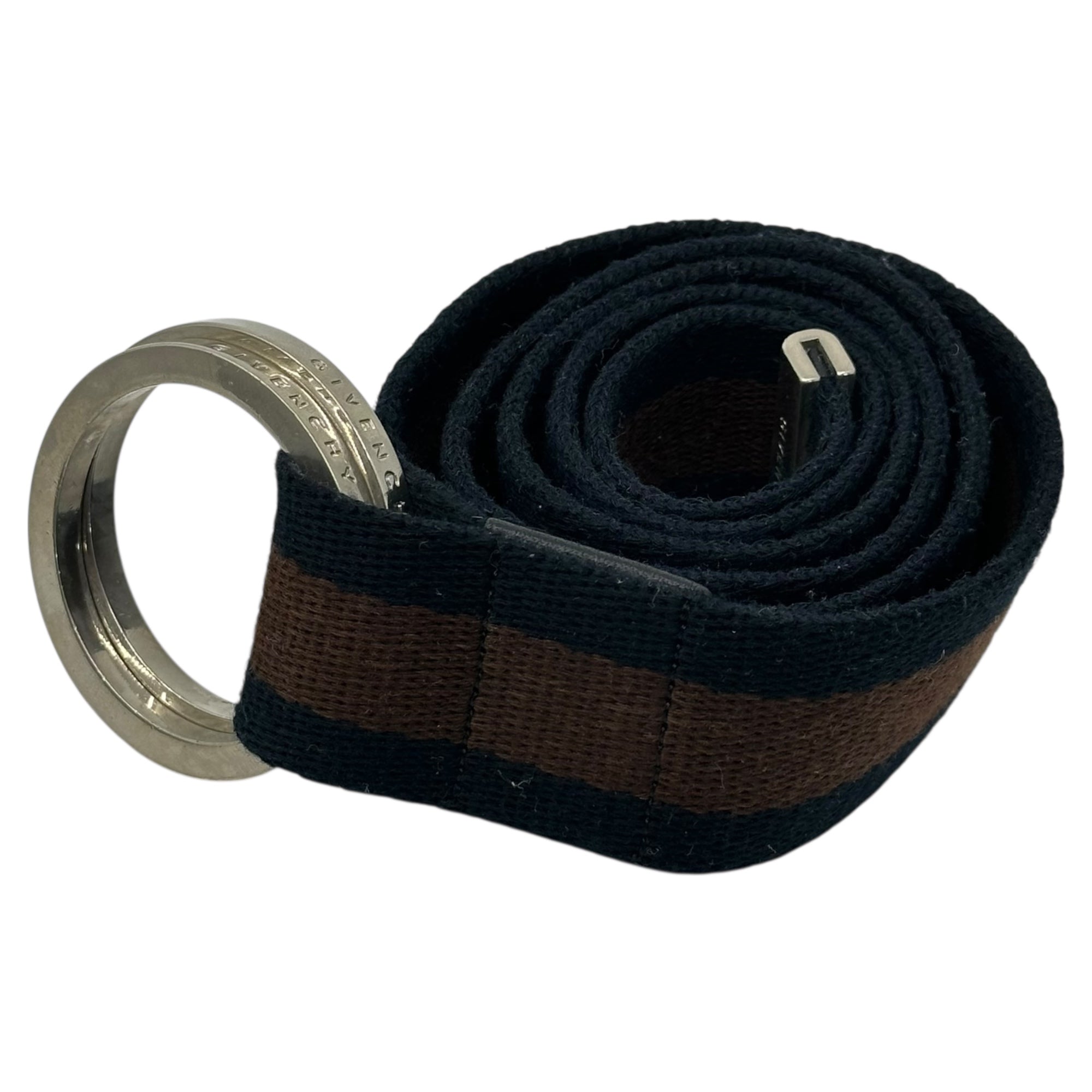 GIVENCHY(ジバンシィ) Stripe Ring Belt ストライプ リング ベルト M ネイビー×ブラウン