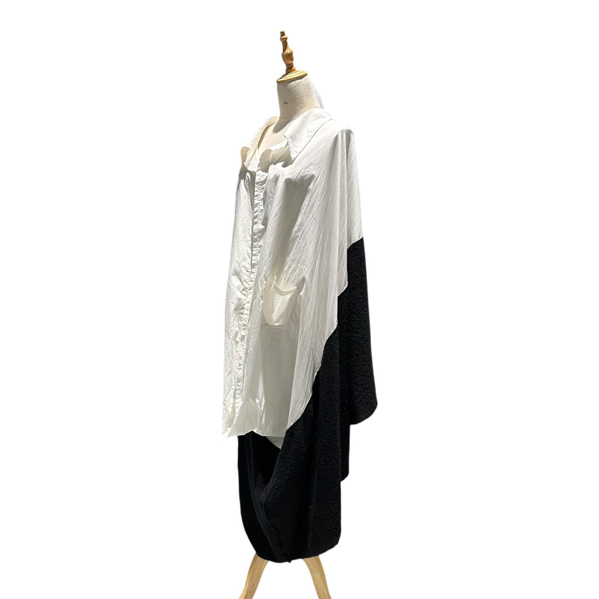 LIMI feu(リミフゥ) Shirt-Docked Knit Snood シャツ ドッキング ニット スヌード S ホワイト×ブラック