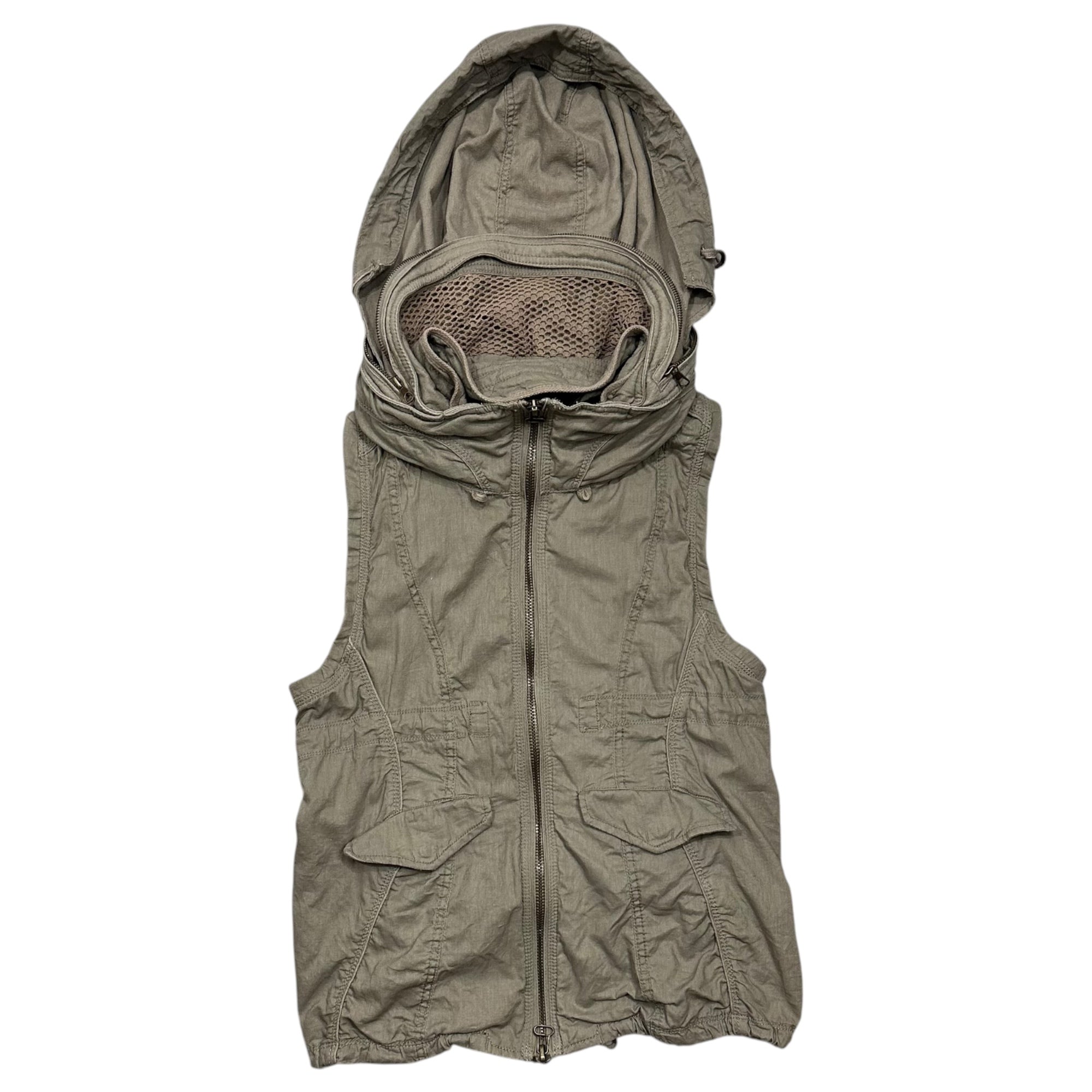 G.O.A(ゴア) 2000's Gimmick hooded vest ギミック フーデッド ベスト FREE カーキ goa Y2K