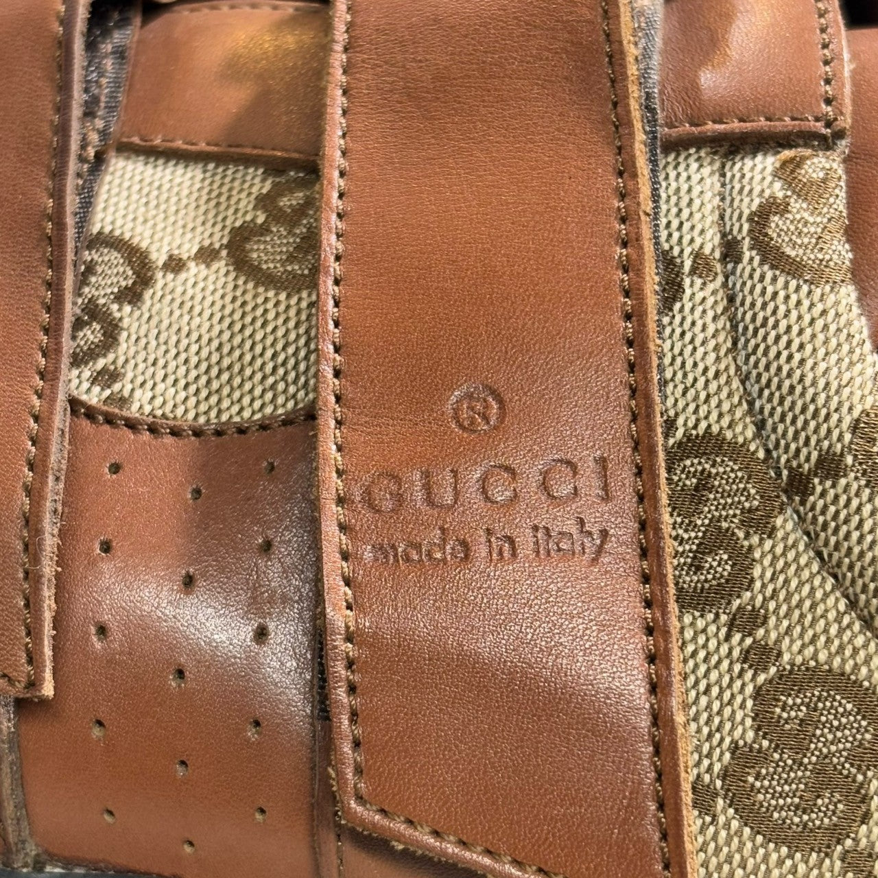 GUCCI(グッチ) GG canvas x leather combination shoes GGキャンバス レザー コンビ シューズ 091835 43 1/2(27.5cm) ブラウン×ベージュ