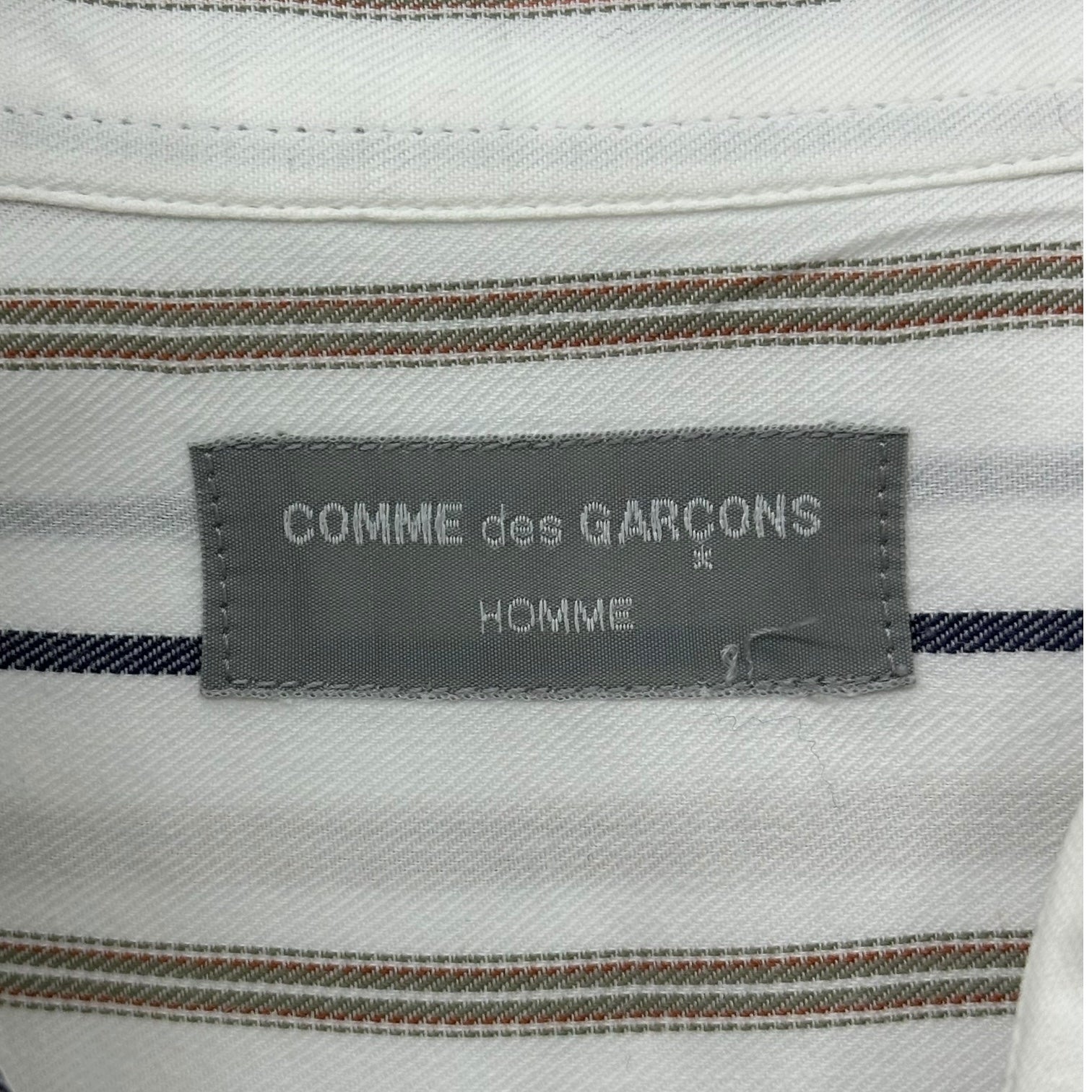 COMME des GARCONS HOMME(コムデギャルソンオム) 80's~90's Striped Regular Collar L/S Shirt ストライプ レギュラー カラー 長袖 シャツ 表記無(ML程度) ホワイト×ネイビー 80年代～90年代 アーカイブ