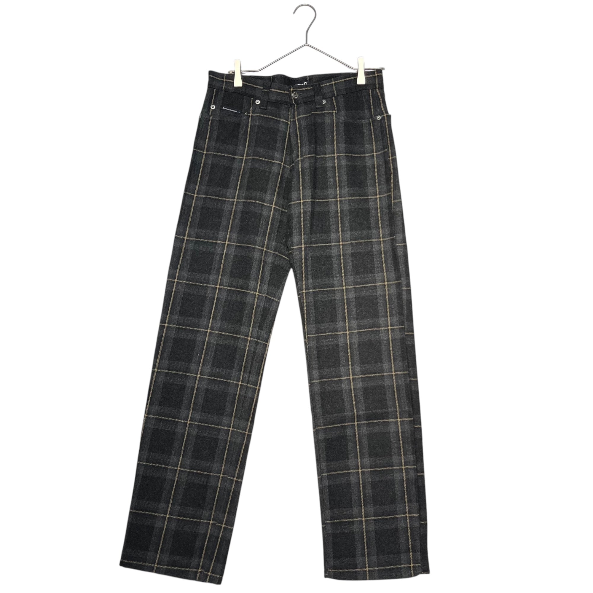 D&G(ディー&ジードルガバドルチェ&ガッバーナ) 00's Wool check slacks ウールチェックスラックス 30 44 グレー