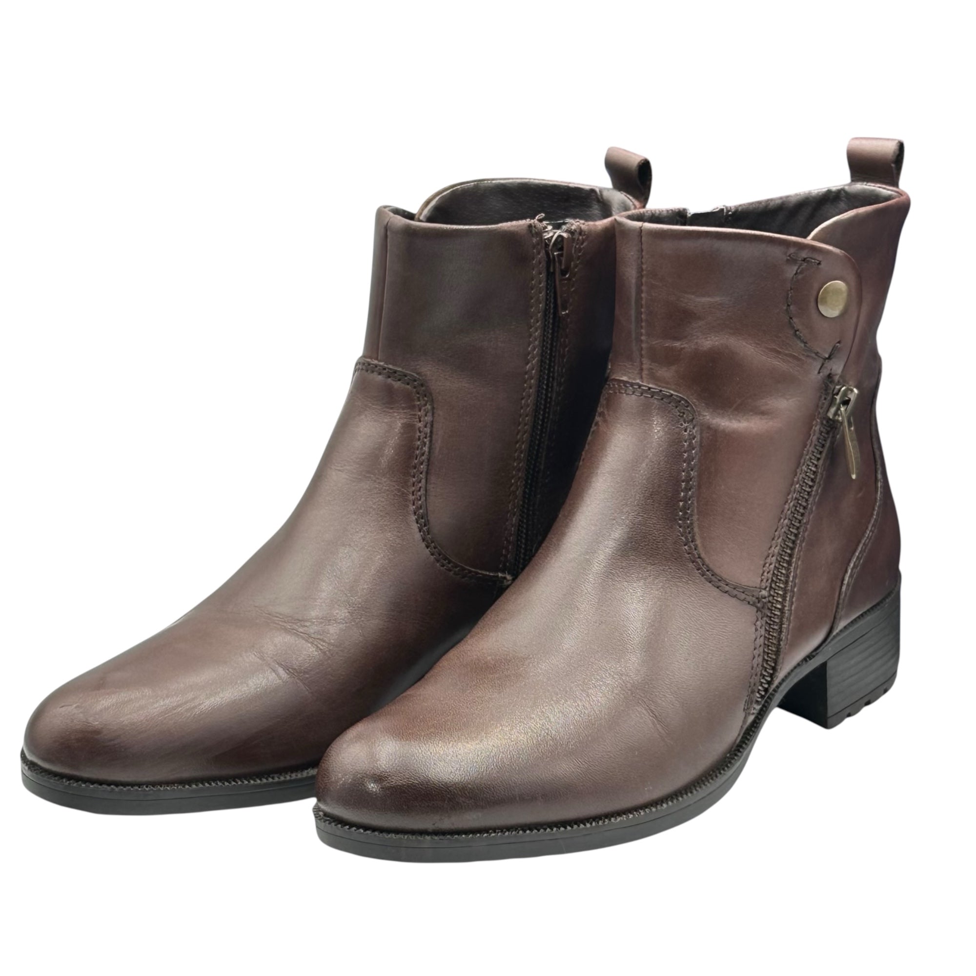 GIANO VALENTINO(ジアーノバレンティノ) Side Zip Short Boots サイドジップ ショート ブーツ 38 ブラウン