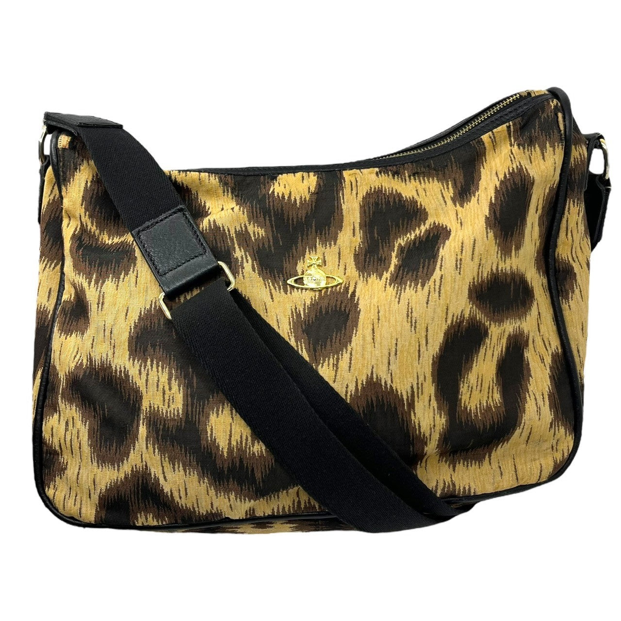 Vivienne Westwood(ヴィヴィアンウエストウッド) Orbro logo leopard shoulder bag オーブ ロゴレオパード ショルダー バッグ ブラウン×ブラック