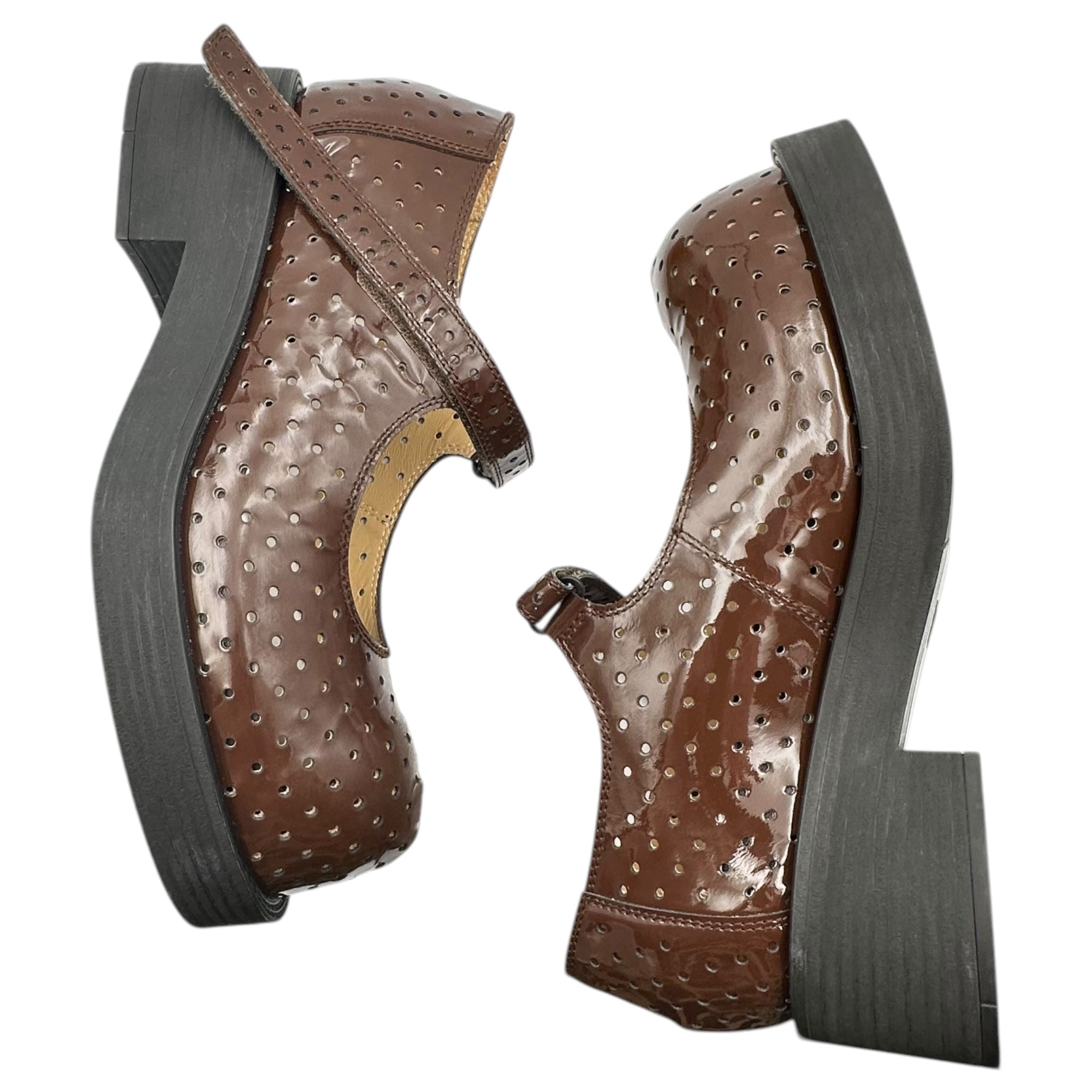MM6 Maison Margiela(エムエムシックス) 24SS ”Sample product” Patent Leather Perforated Mary Jane Shoes サンプル品 パテントレザー パンチング メリージェーン シューズ 43(28cm程度) ブラウン ソルド品