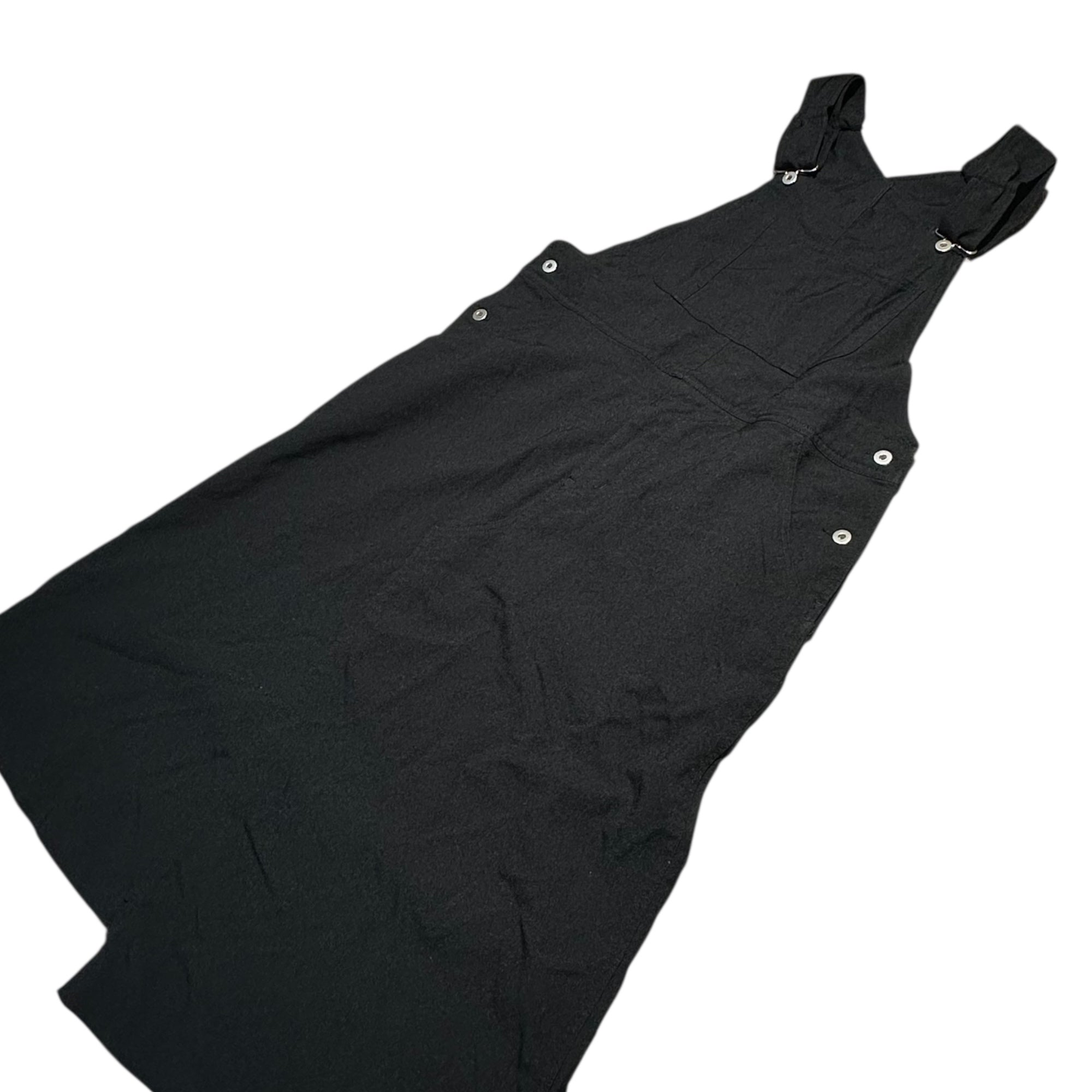 BLACK COMME des GARCONS(ブラックコムデギャルソン) 21AW Polyester Asymmetrical Jumper Skirt Overalls ポリエステル アシンメトリー ジャンパースカート オーバーオール 1H-A008 M ブラック AD2021
