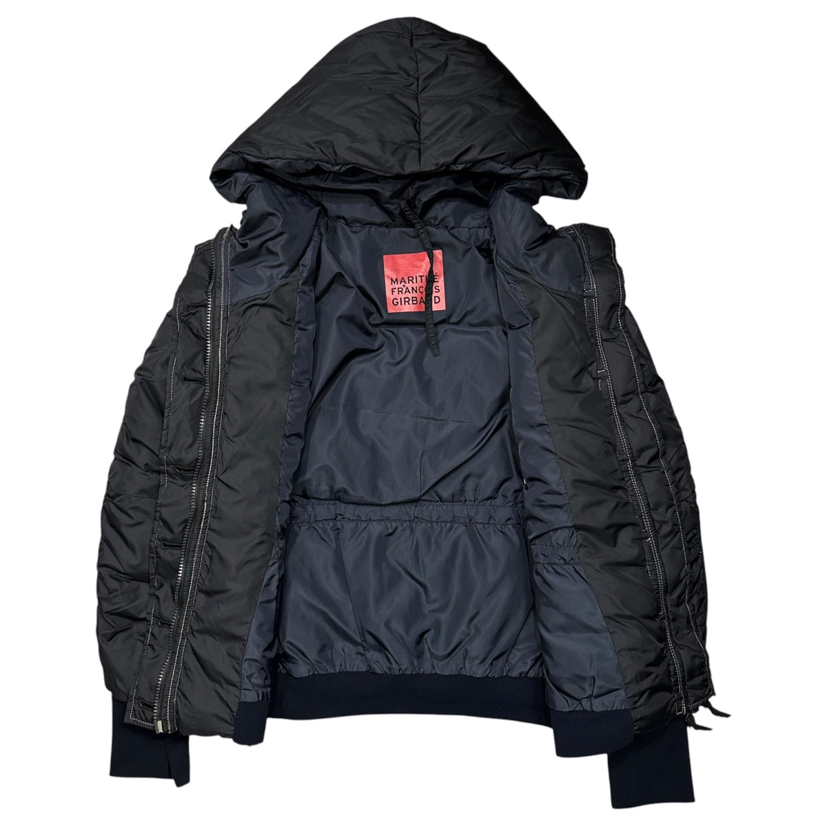MARITHE FRANCOIS GIRBAUD(マリテフランソワジルボー) Metal-Button Hooded Down Jacket メタル ボタン フーデッド ダウン ジャケット M7-7960 M ブラック×ネイビー