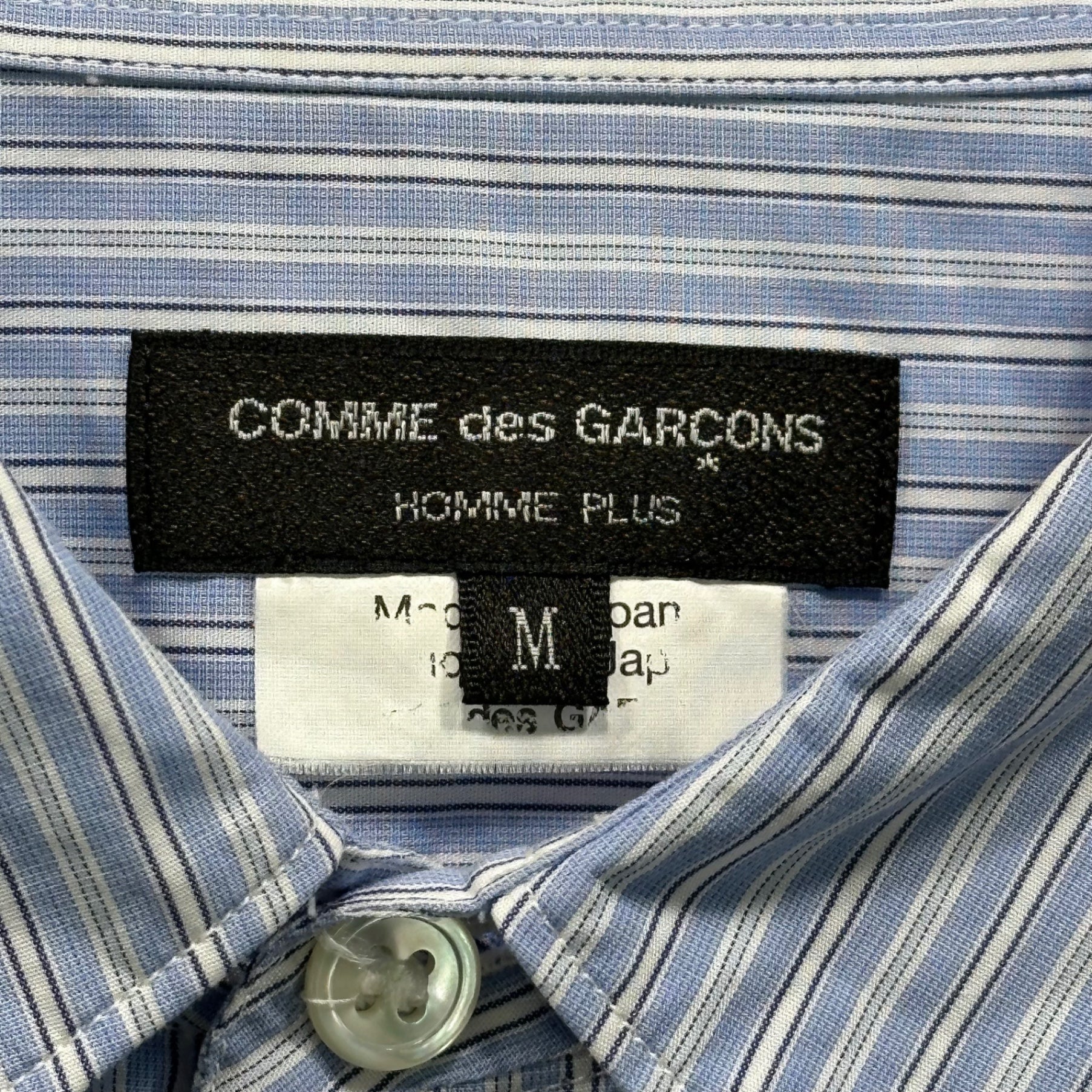 COMME des GARCONS HOMME PLUS(コムデギャルソンオムプリュス) 18SS Multi-material Stripe L/S Shirt 異素材 切替 ストライプ 長袖 シャツ PA-B004 M ブルー×グレー AD2017 DISCO期