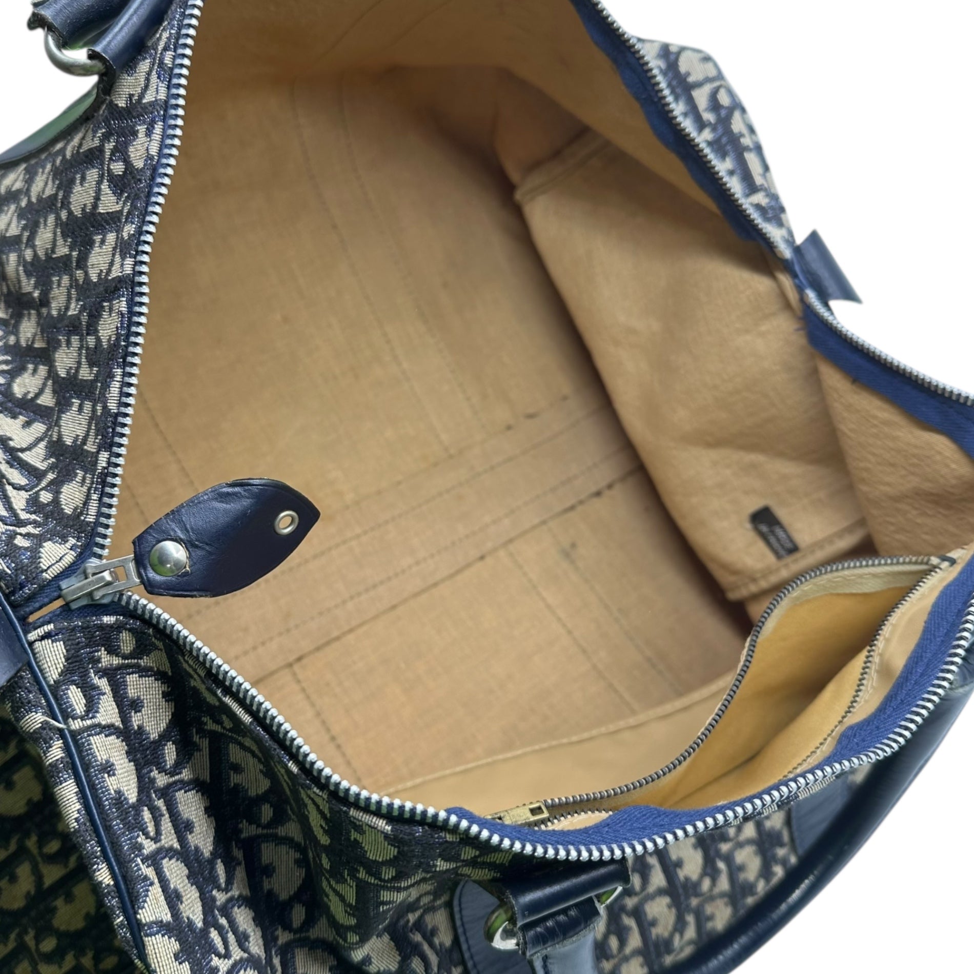 Christian Dior(クリスチャンディオール) Vintage Trotter Boston Bag ヴィンテージ トロッター ボストン バッグ アイボリー×ネイビー