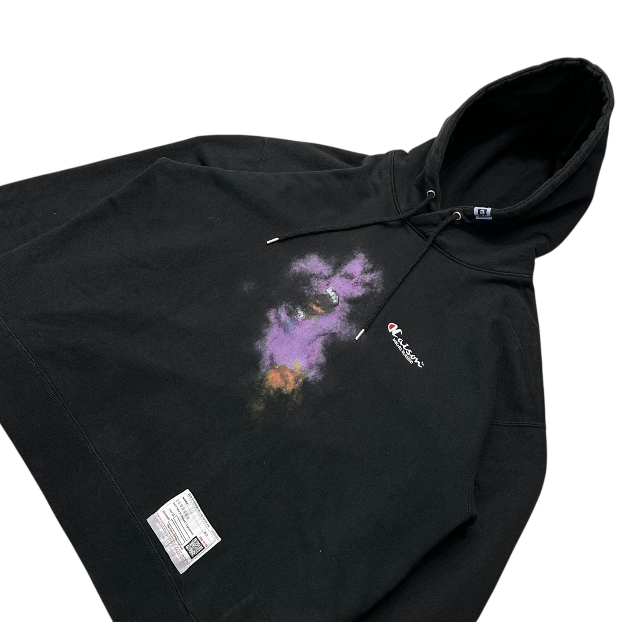 Maison MIHARA YASUHIRO(メゾンミハラヤスヒロ) 23SS Graphic Print Hoodie グラフィック プリント プルオーバー パーカー A10HD722 48 ブラック