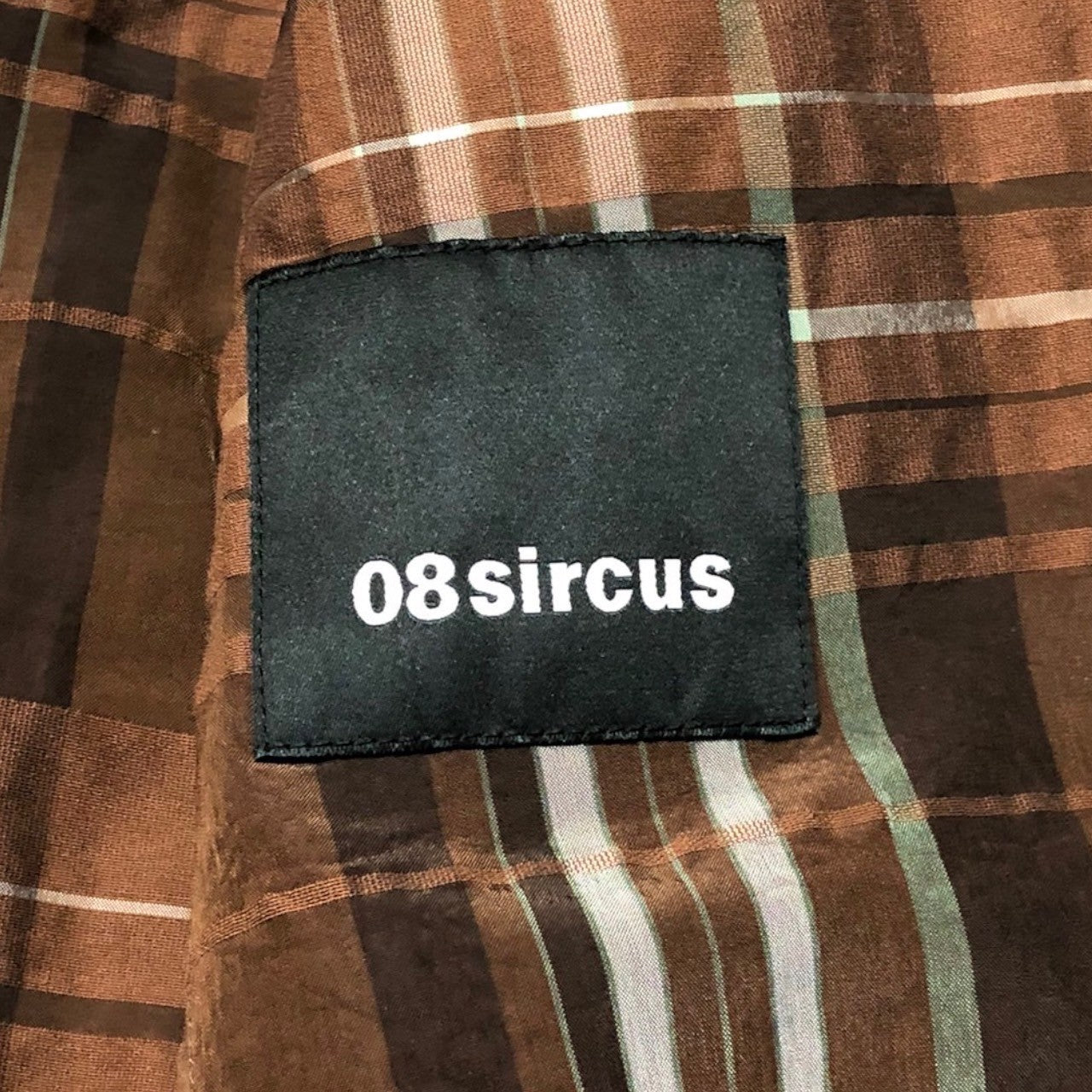 08sircus(08サーカス) 13SS Cupro cotton check jacket キュプラ コットン チェック ジャケット 13SM-JK08 SIZE 1/46 ブラウン