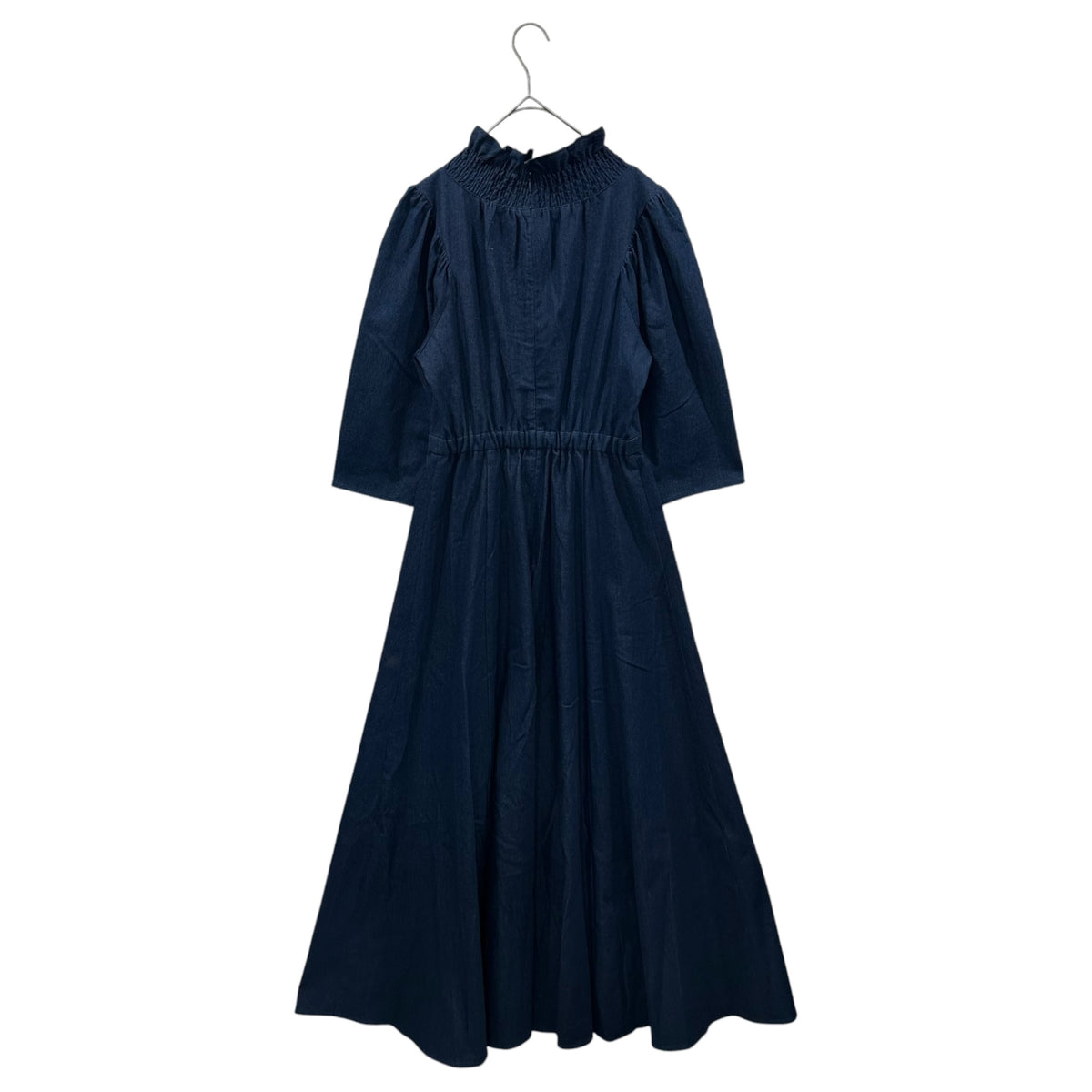 AMRI(アメリ) SHIRRING COLLAR DENIM DRESS シャーリング カラー  デニム ワンピース 02210560180 M インディゴ 長袖