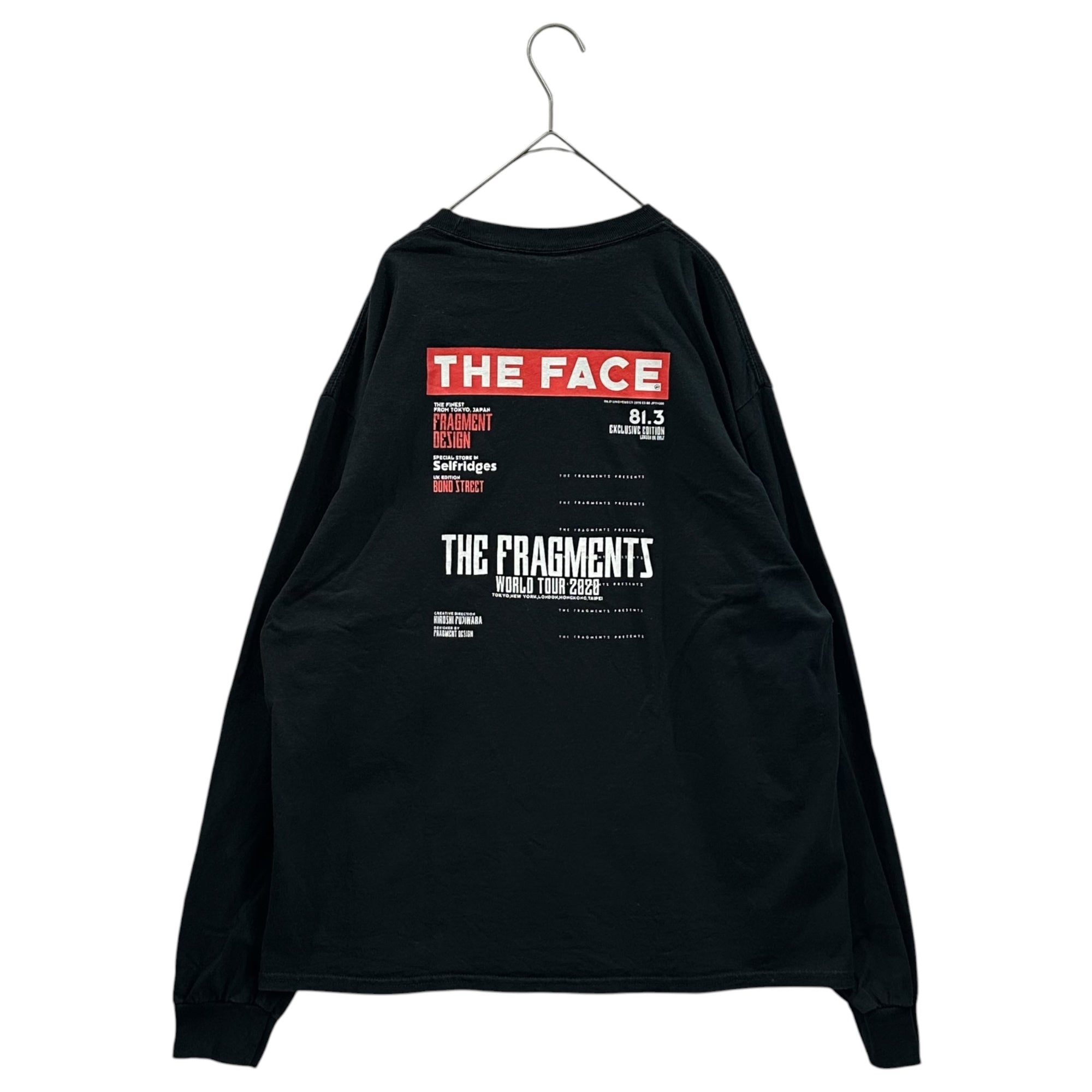 FRAGMENT DESIGN(フラグメントデザイン) THE FACE L/S TEE WORLD TOUR 2020 プリント 長袖 Tシャツ 表記無(L程度) ブラック コラボ