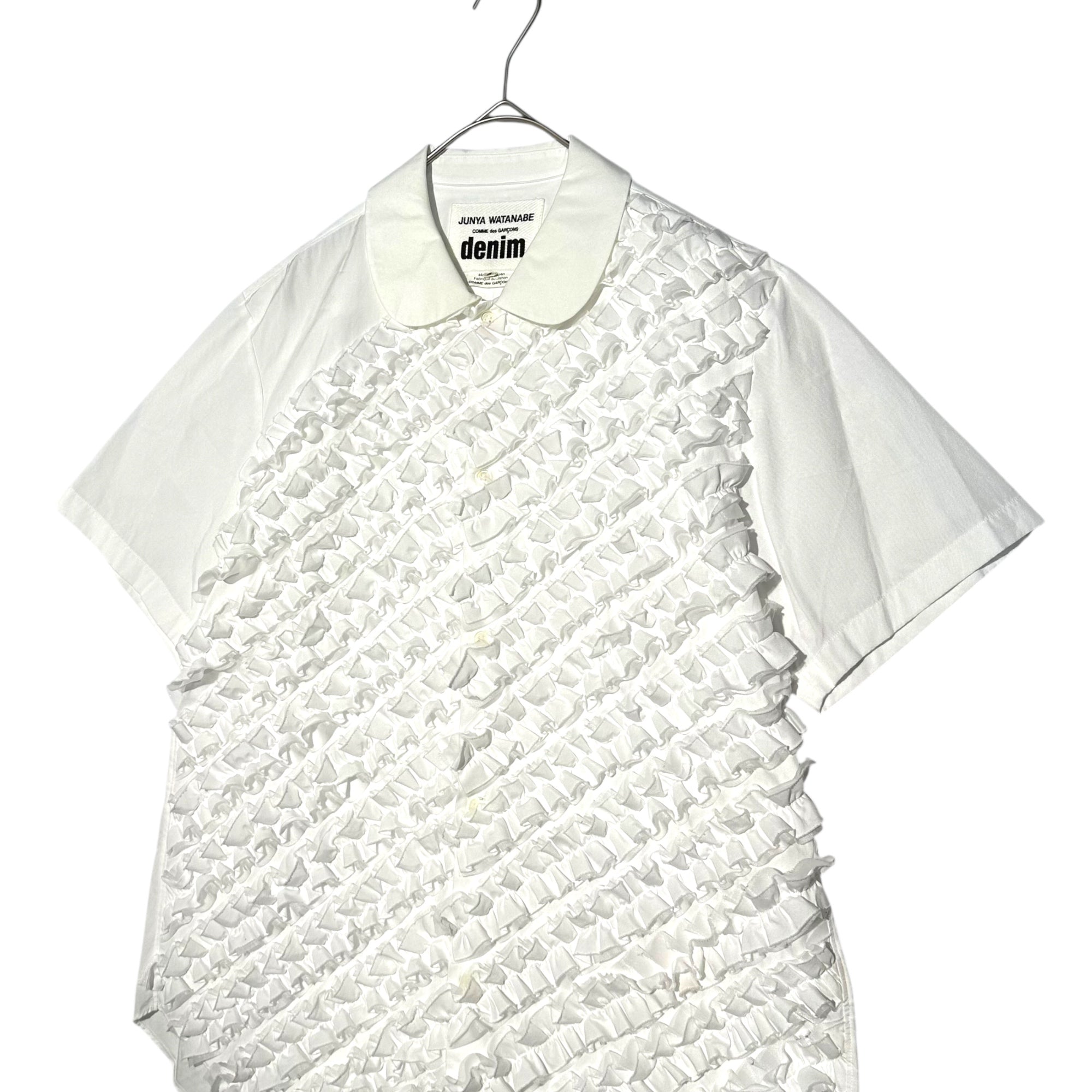 COMME des GARCONS JUNYA WATANABE denim(コムデギャルソンジュンヤワタナベ デニム)   18SS Front-Frill S/S Shirt フロント フリル 半袖 シャツ XA-B015 S ホワイト AD2017