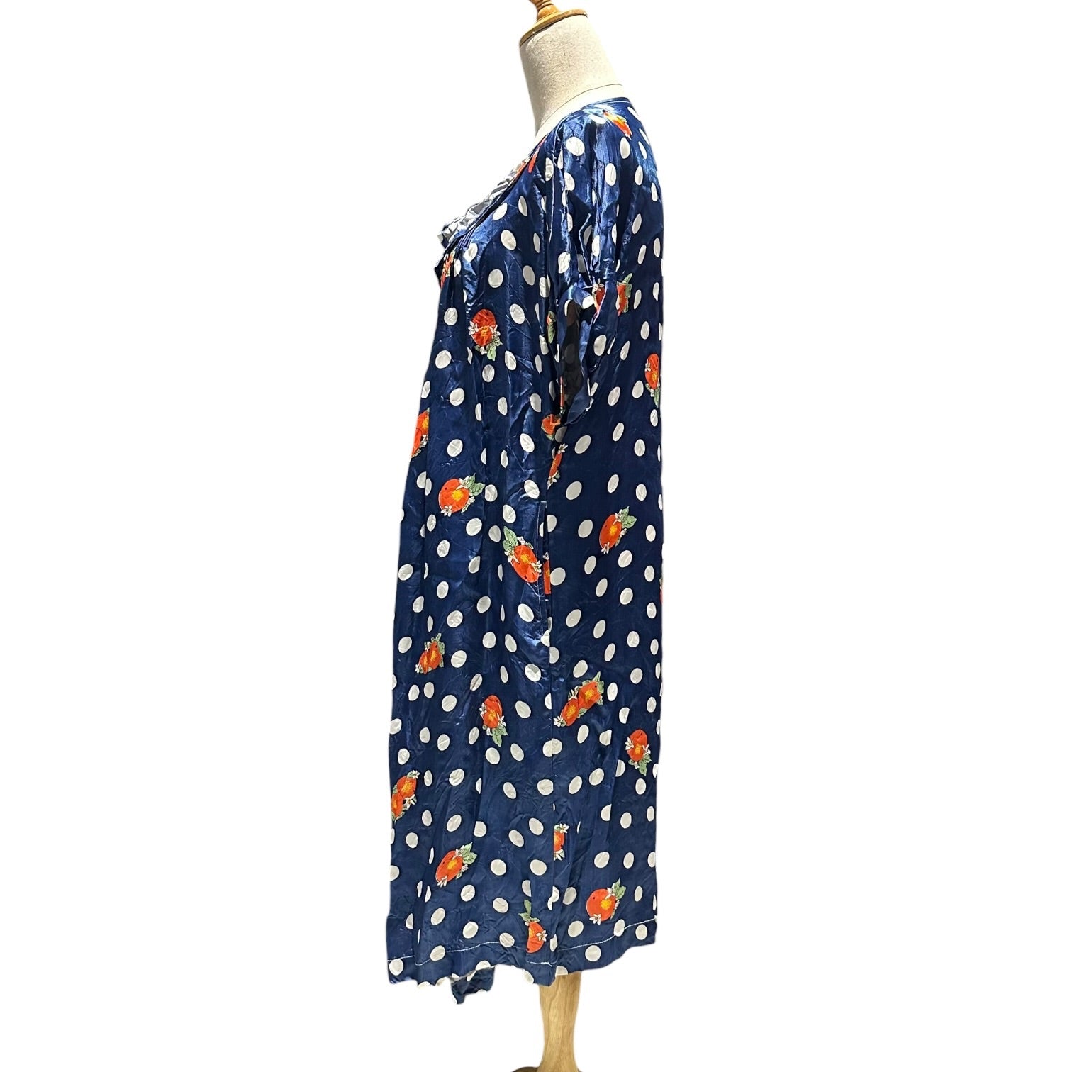 tricot COMME des GARCONS(トリココムデギャルソン) 11SS Orange Print × Dot Cupra Frill Ribbon Dress オレンジプリント × ドット キュプラ フリル リボン ワンピース TG-O031 M ブルー×ホワイト×オレンジ AD2010