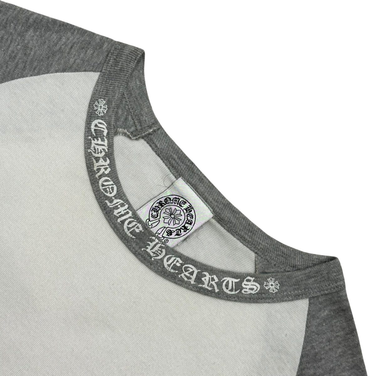 CHROME HEARTS(クロムハーツ) Old Neck Logo Sleeve Print L/S T-Shirt オールド ネック ロゴ アームプリント 長袖 カットソー M ホワイト×グレー ロンT