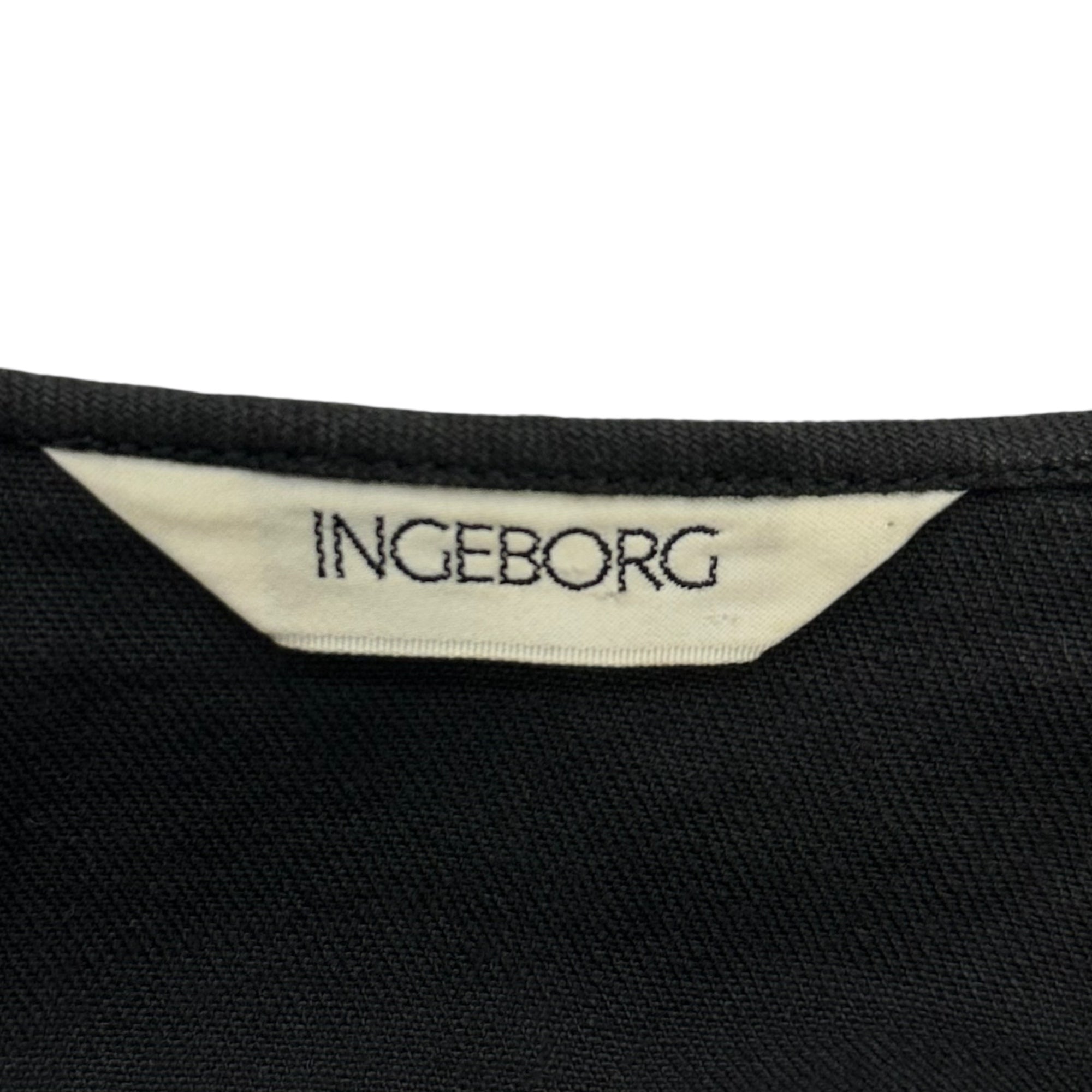 INGEBORG(インゲボルグ) 90's~00's No-Collar Ruffled Denim Jacket Set with Skirt ノーカラー フリル デニム ジャケット セットアップ スカート 表記無(M程度) ブラック ピンクハウス