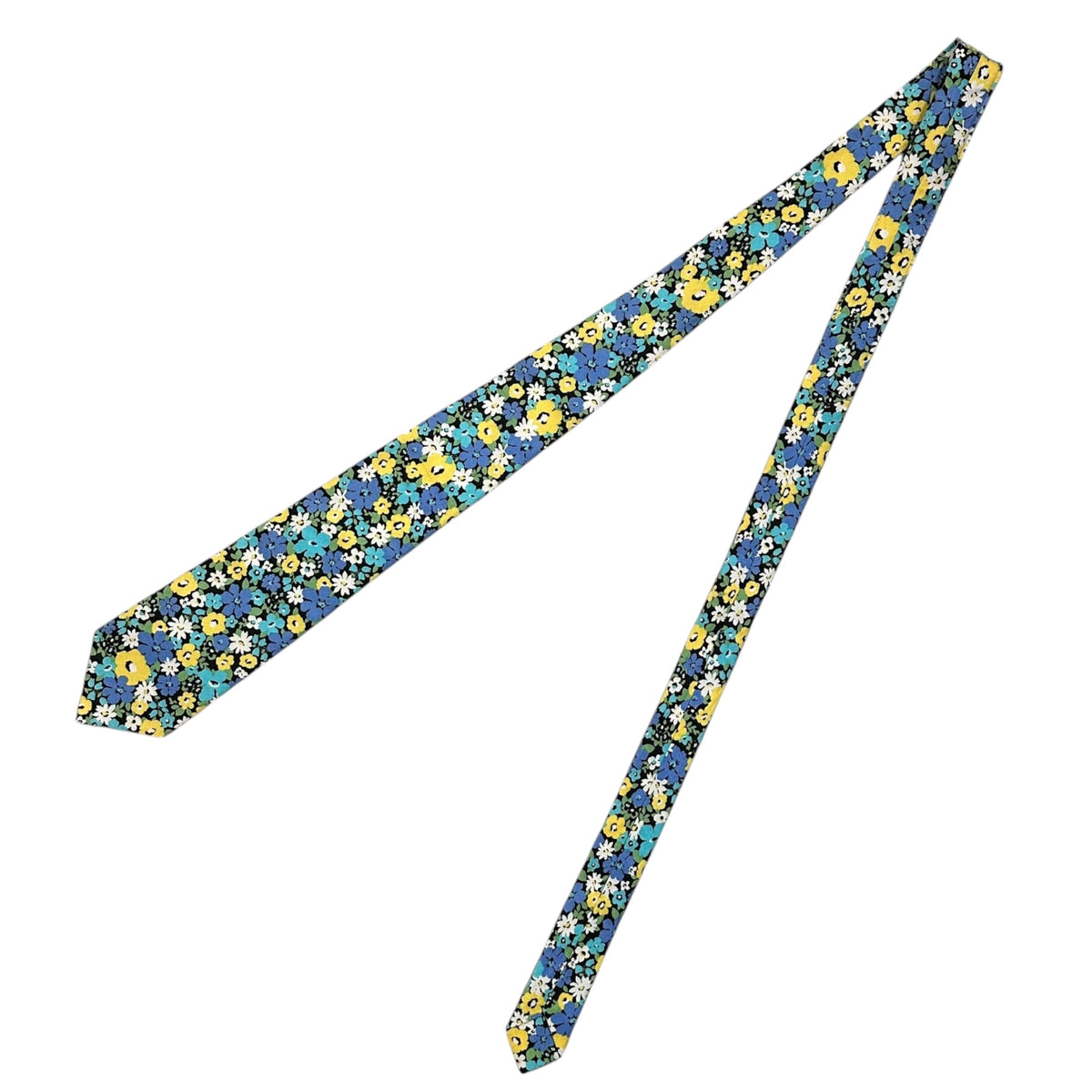 COMME des GARCONS HOMME DEUX(コムデギャルソンオムドゥ) Cotton floral tie コットン 小花柄 ネクタイ ブルー×イエロー
