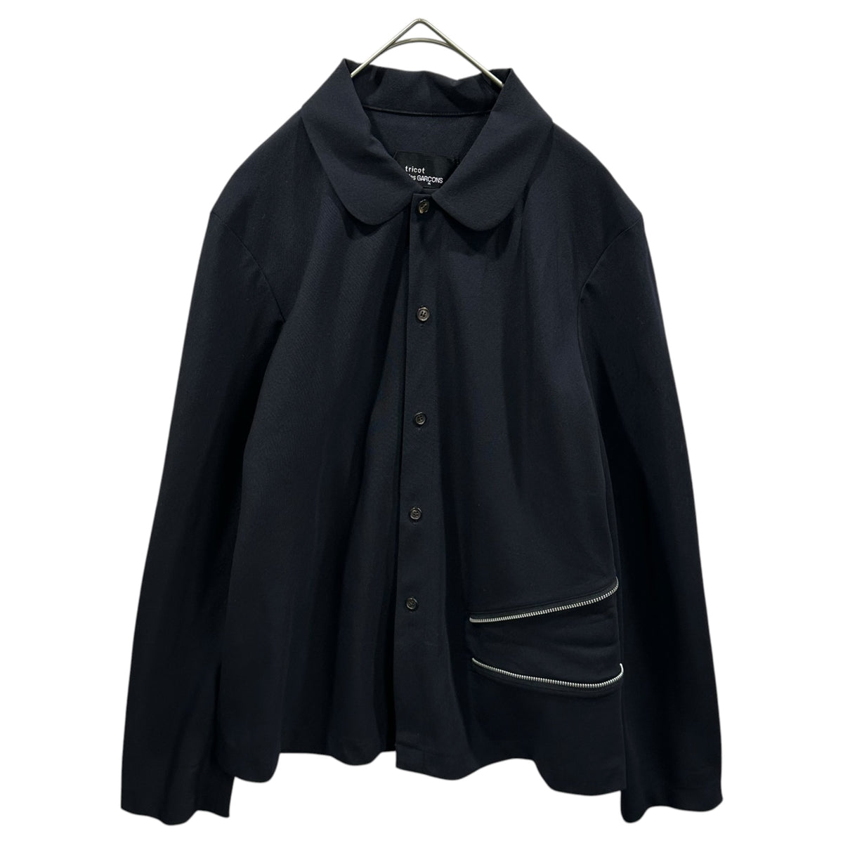 tricot COMME des GARCONS(トリココムデギャルソン) 2000SS Zip-Design Round-Collar Wool Gabardine Blouse ジップ デザイン 丸襟 ウール ギャバジン ブラウス TB-10011M M ダークネイビー AD1999 90s アーカイブ